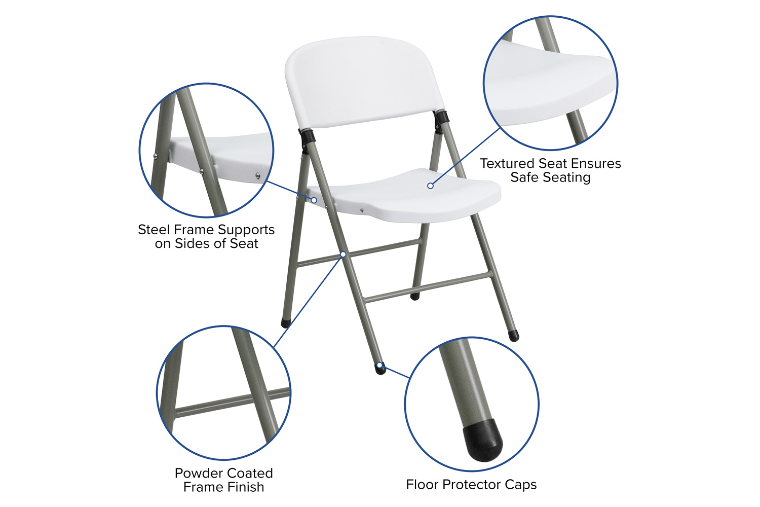 BLNK - HERCULES Series Plastic Folding Chair with Gray Frame