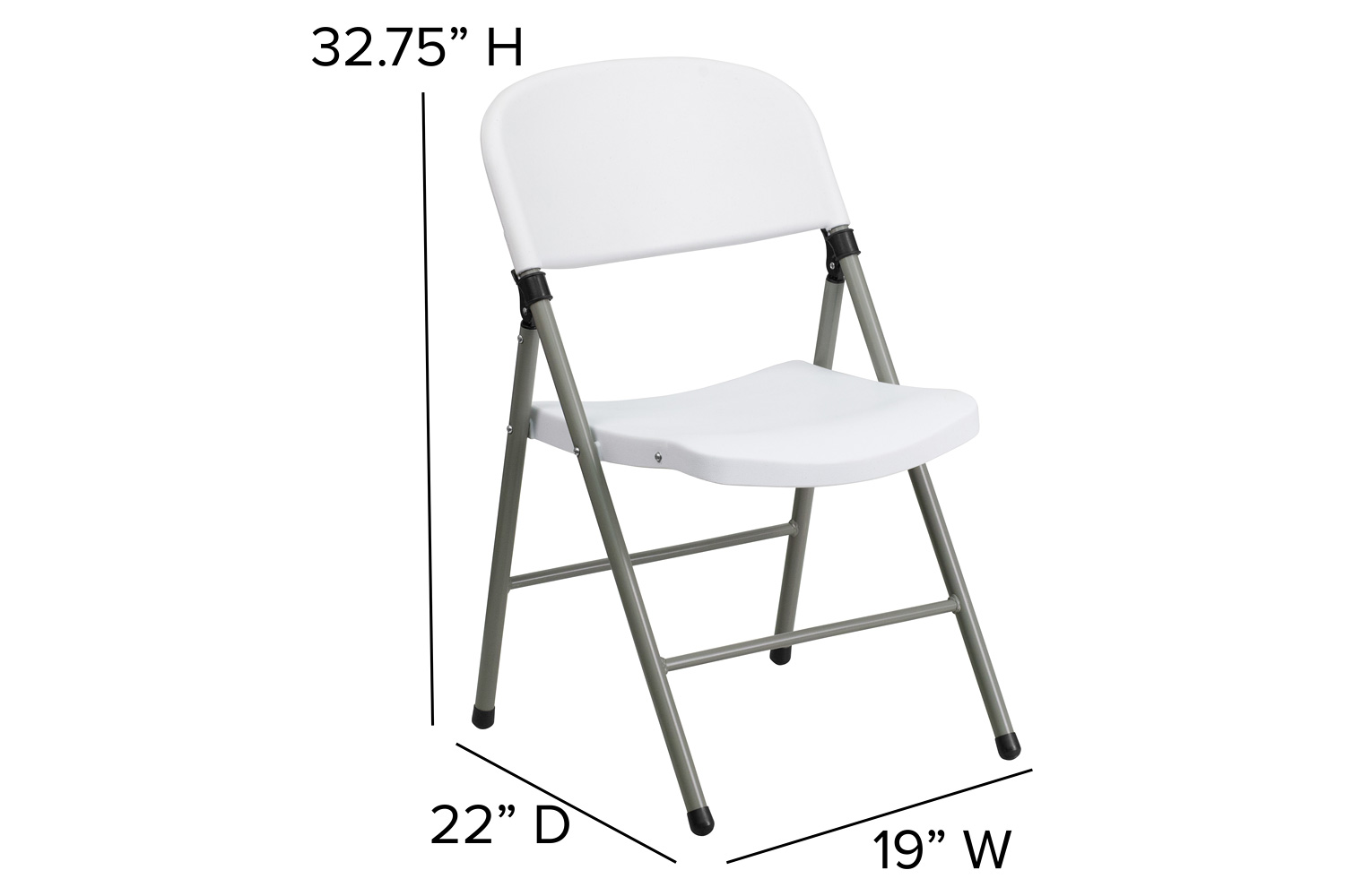 BLNK - HERCULES Series Plastic Folding Chair with Gray Frame