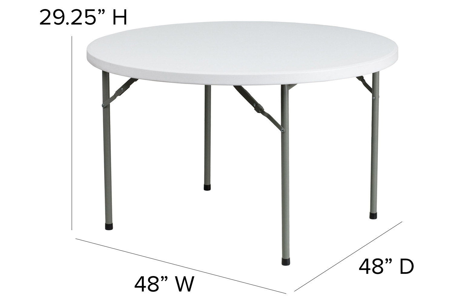 BLNK Elon Round Plastic Solid Folding Table - 4'D