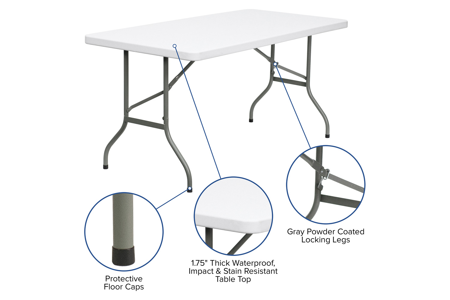 BLNK Elon Plastic Folding Table - 5'L