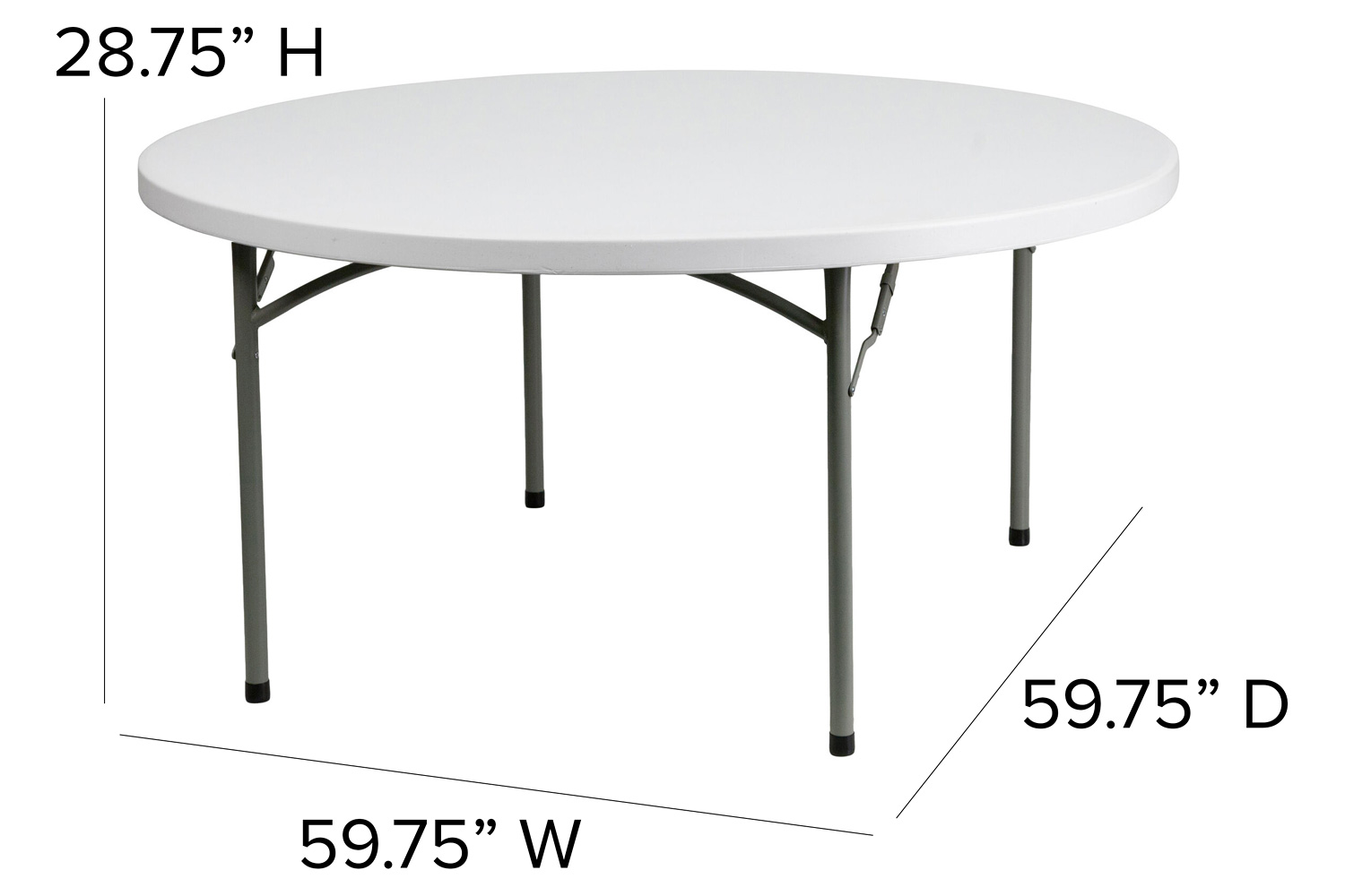 BLNK Elon Round Plastic Solid Folding Table - 5'D