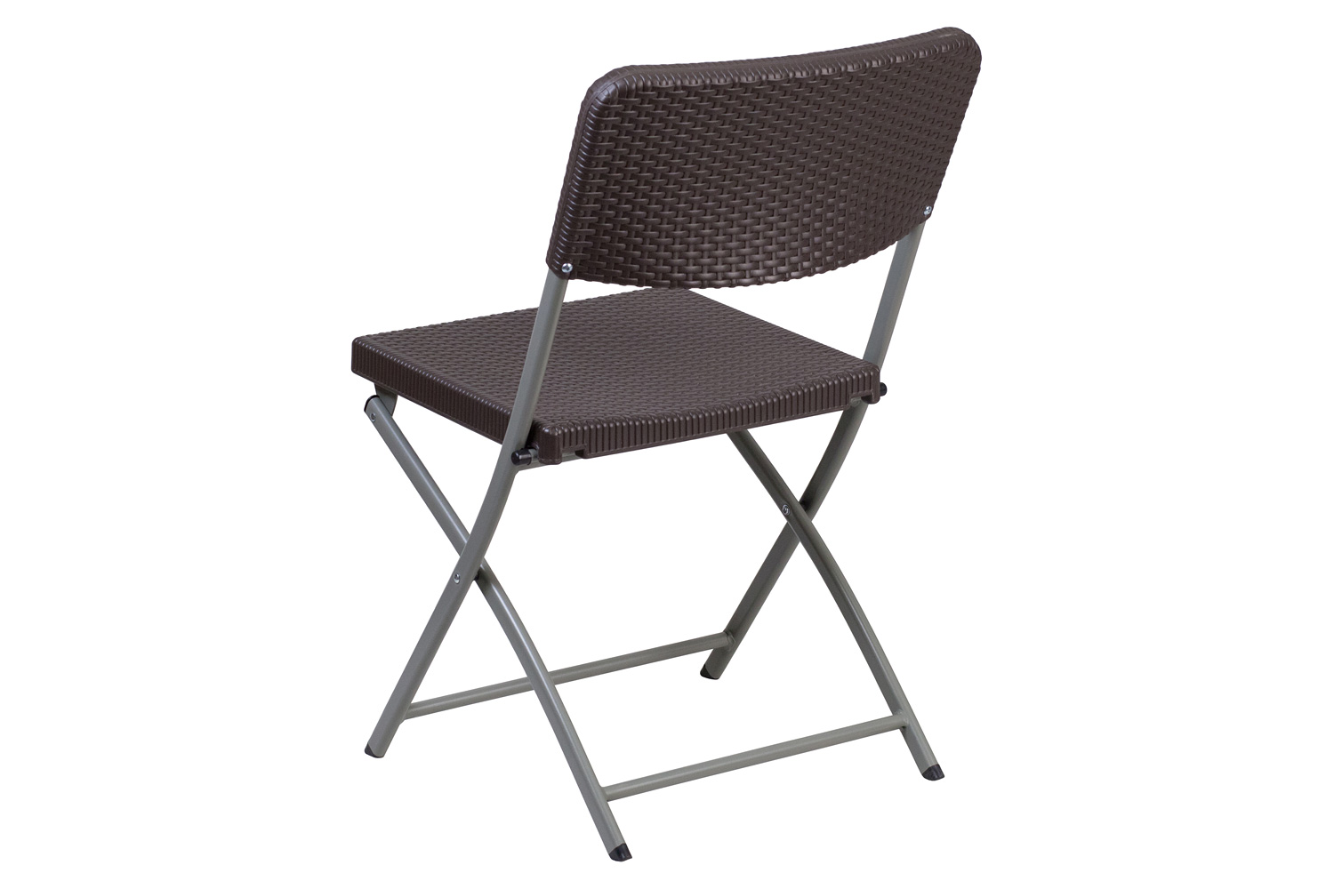 BLNK - HERCULES Series Plastic Rattan Folding Chair with Gray Frame