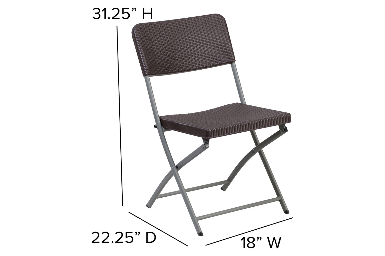BLNK - HERCULES Series Plastic Rattan Folding Chair with Gray Frame