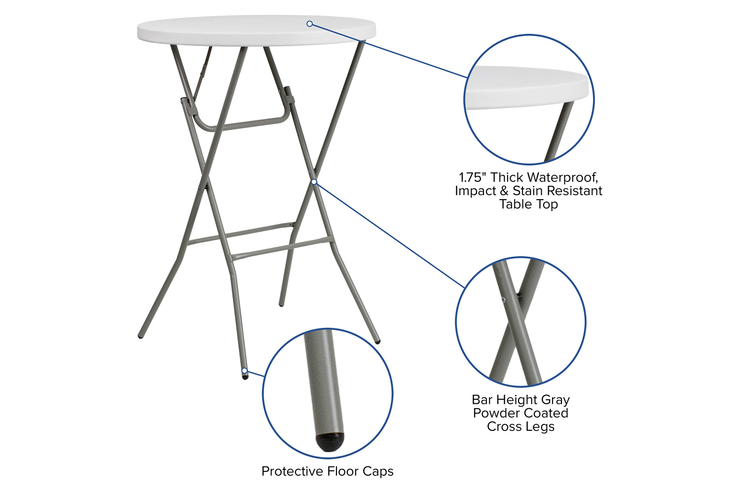 BLNK - Elon Round Plastic Bar Height Folding Table