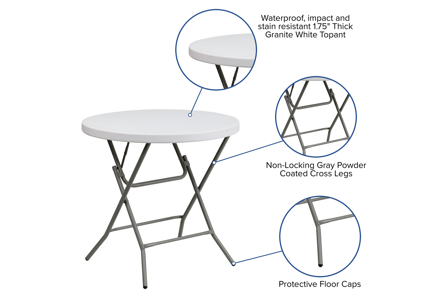 BLNK - Elon Round Plastic Plastic Folding Table