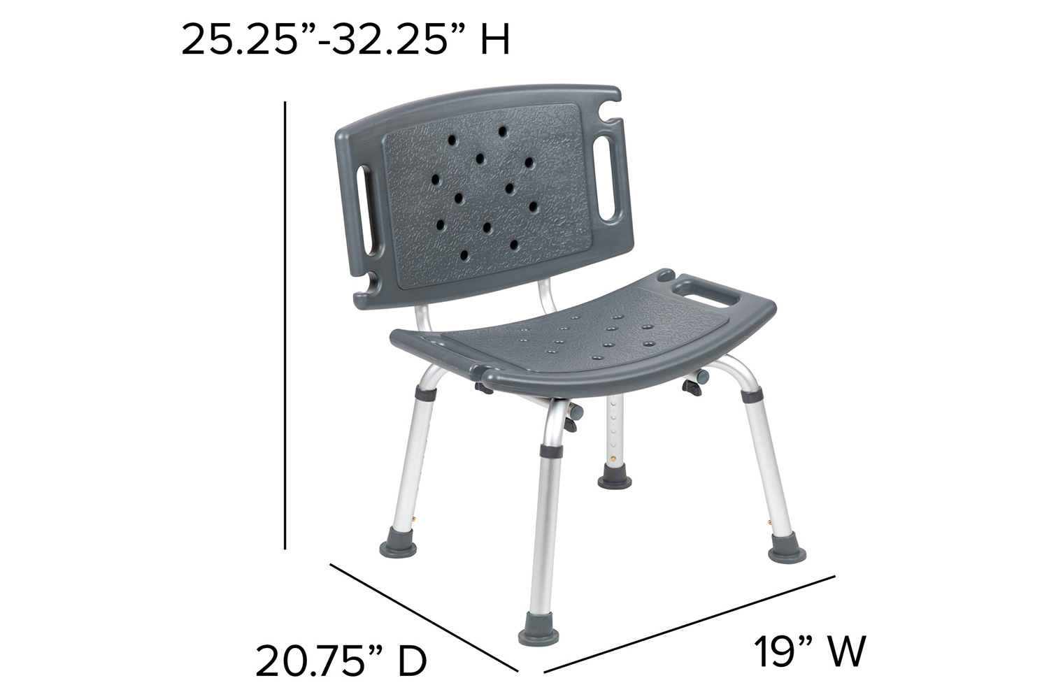 BLNK HERCULES Series Medical Adjustable Bath and Shower Chair with Extra Large Back - Gray