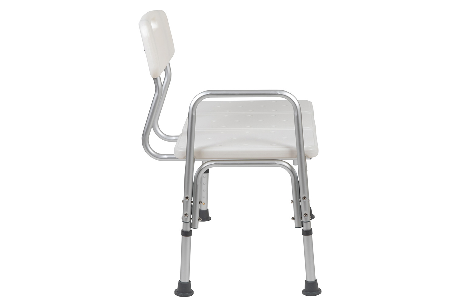 BLNK HERCULES Series Adjustable Bath and Shower Transfer Bench with Back and Side Arm - White