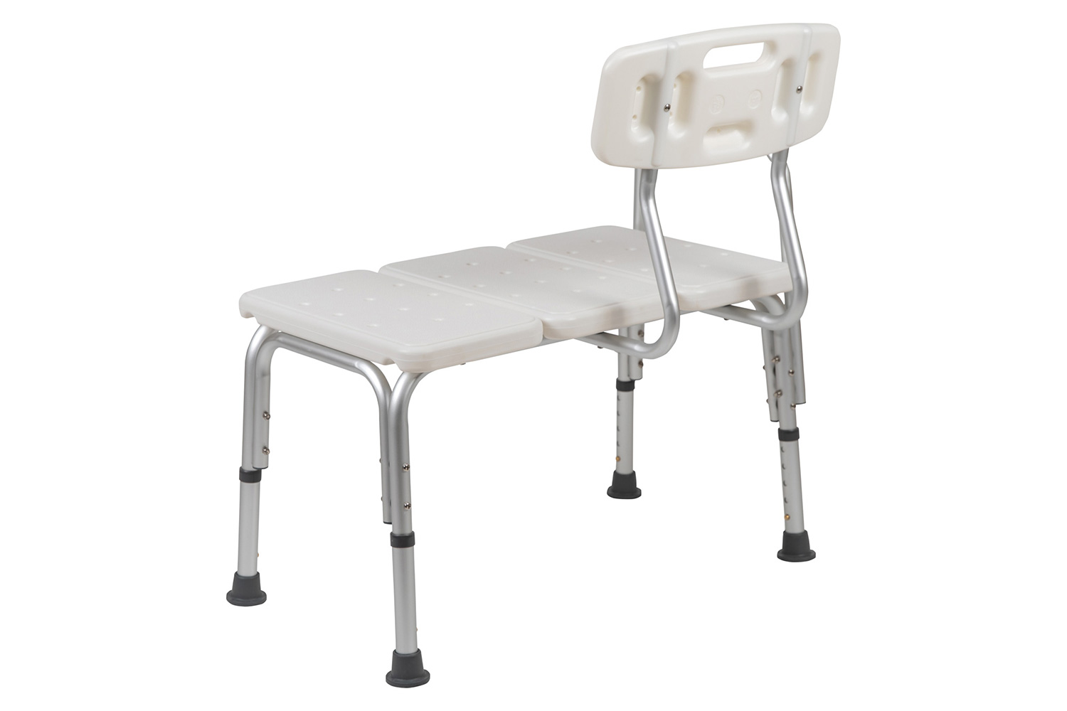 BLNK HERCULES Series Adjustable Bath and Shower Transfer Bench with Back and Side Arm - White