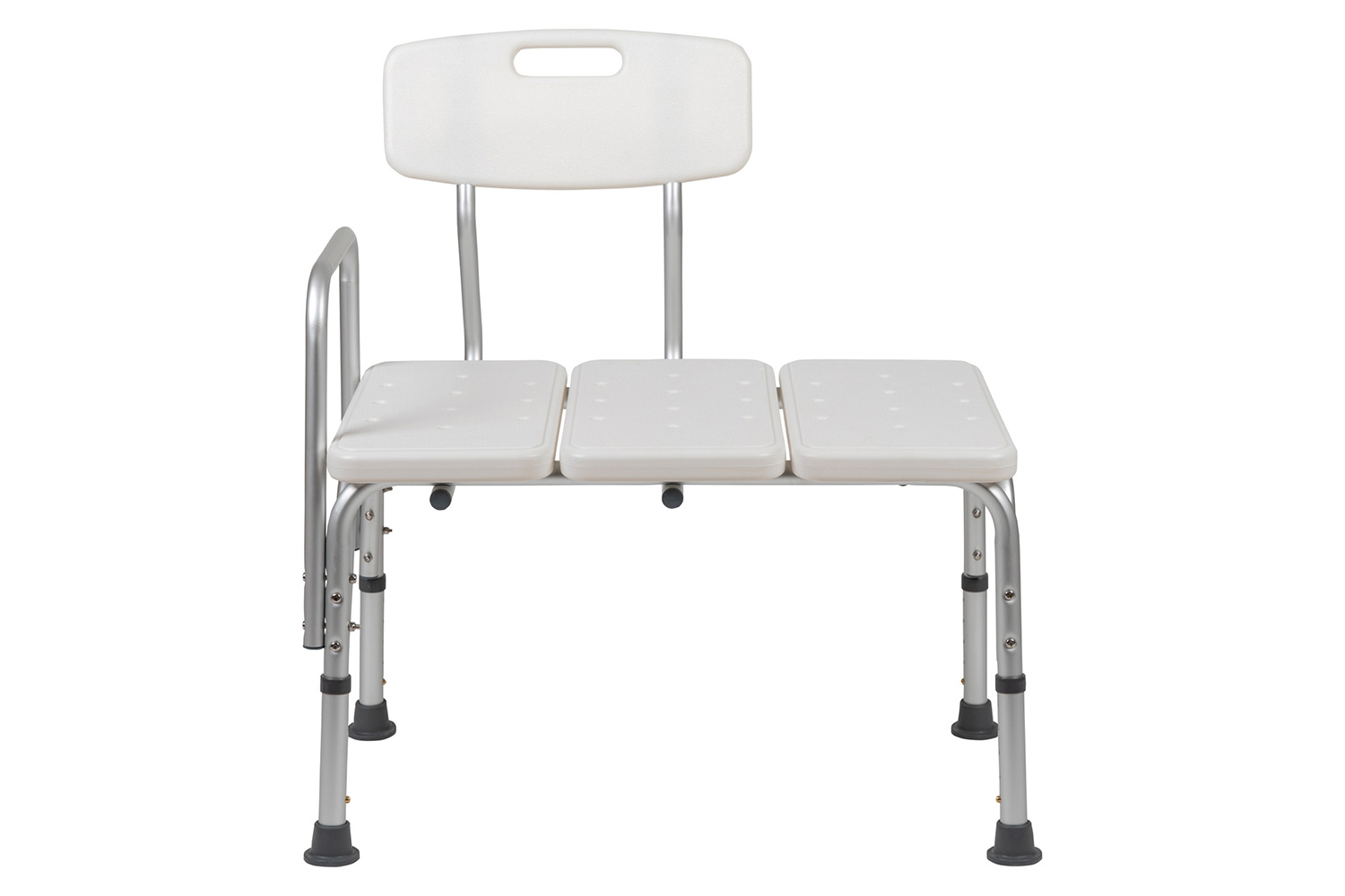 BLNK HERCULES Series Adjustable Bath and Shower Transfer Bench with Back and Side Arm - White