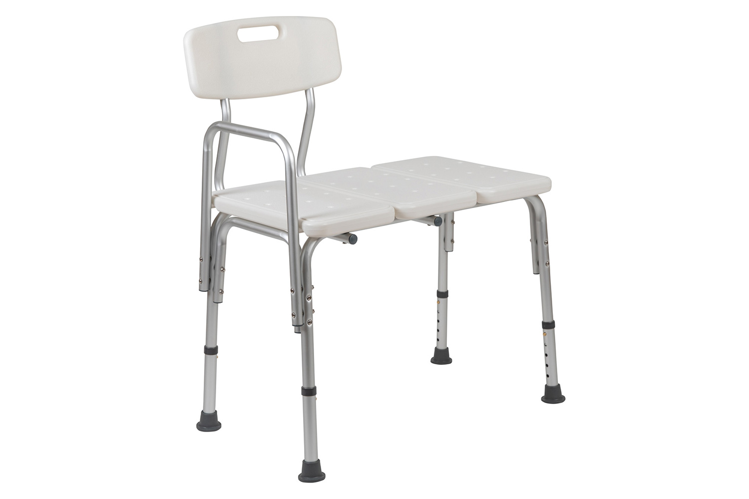 BLNK HERCULES Series Adjustable Bath and Shower Transfer Bench with Back and Side Arm - White