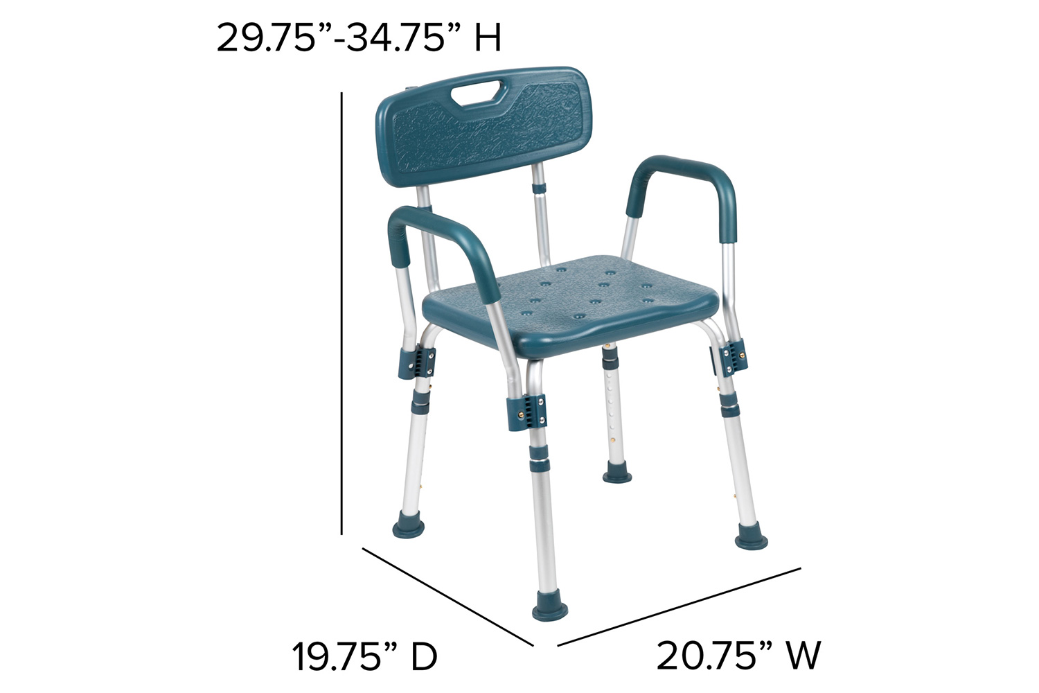 BLNK HERCULES Series Medical Adjustable Bath and Shower Chair with Quick Release Back and Arms - Navy
