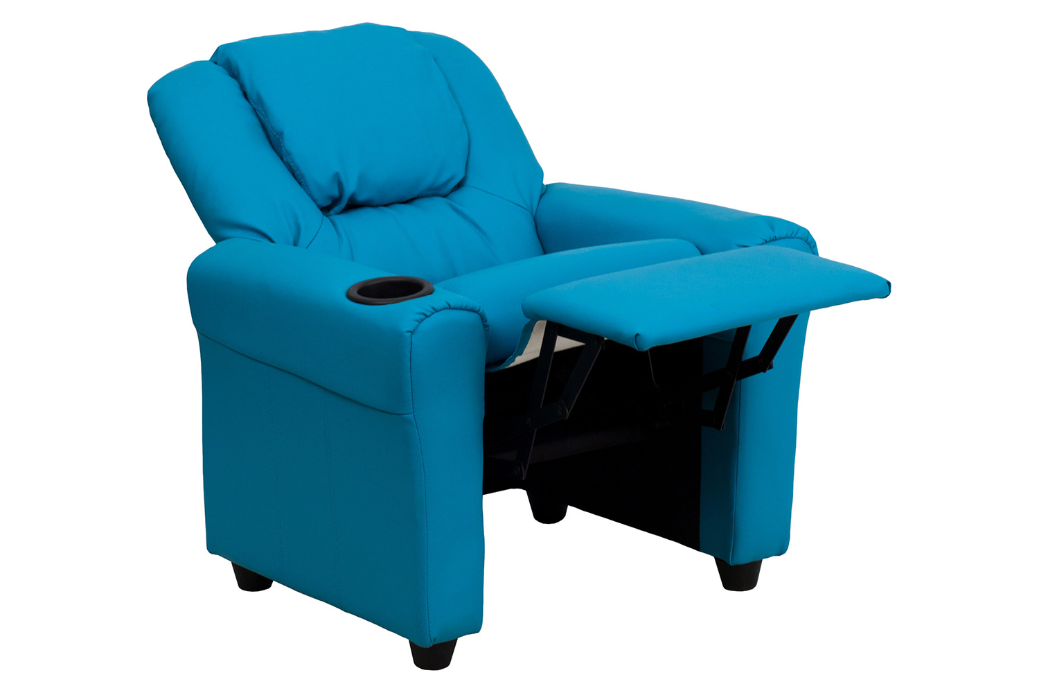 BLNK Vana Vinyl Contemporary Kids Recliner with Cup Holder and Headrest - Turquoise