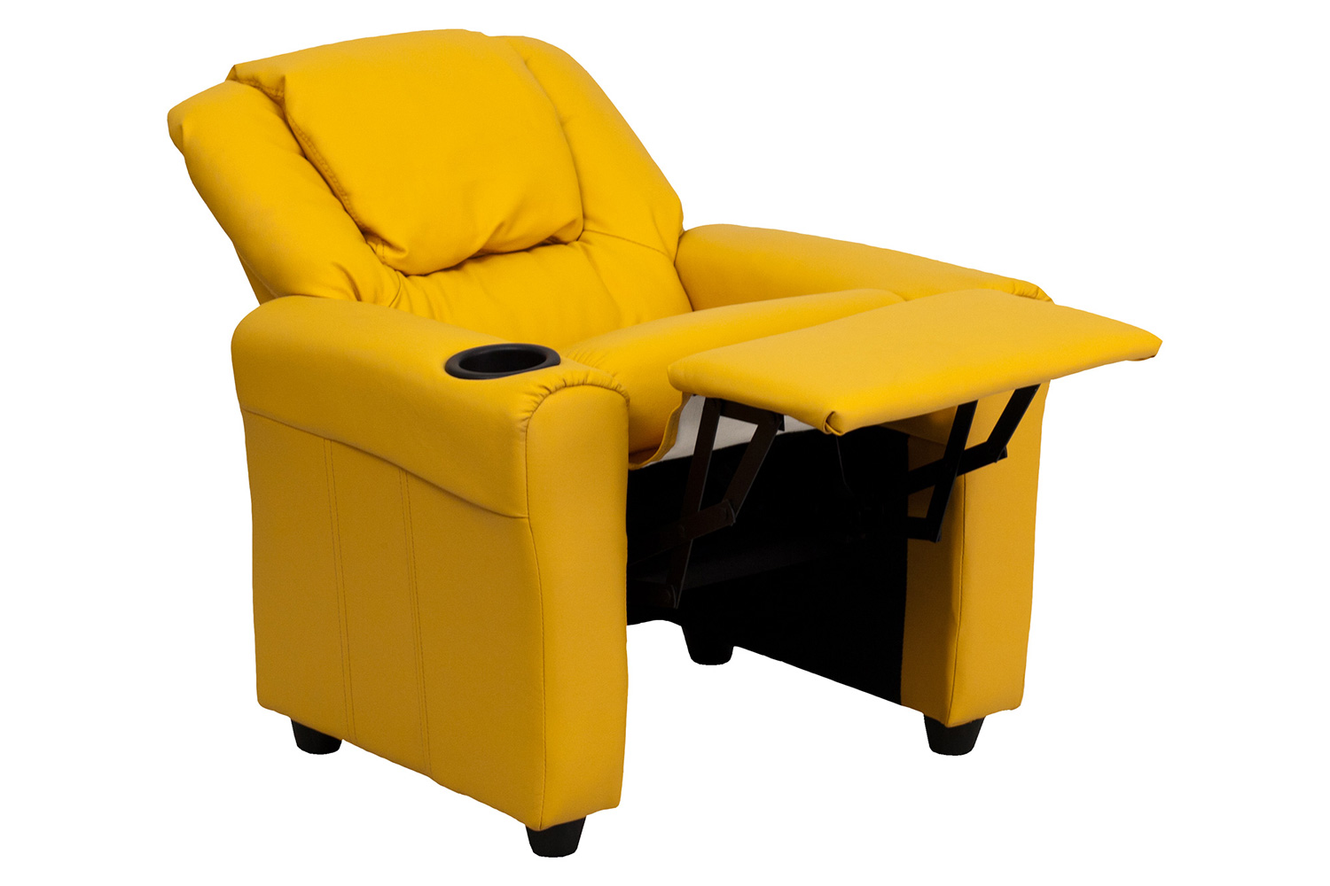 BLNK Vana Vinyl Contemporary Kids Recliner with Cup Holder and Headrest - Yellow