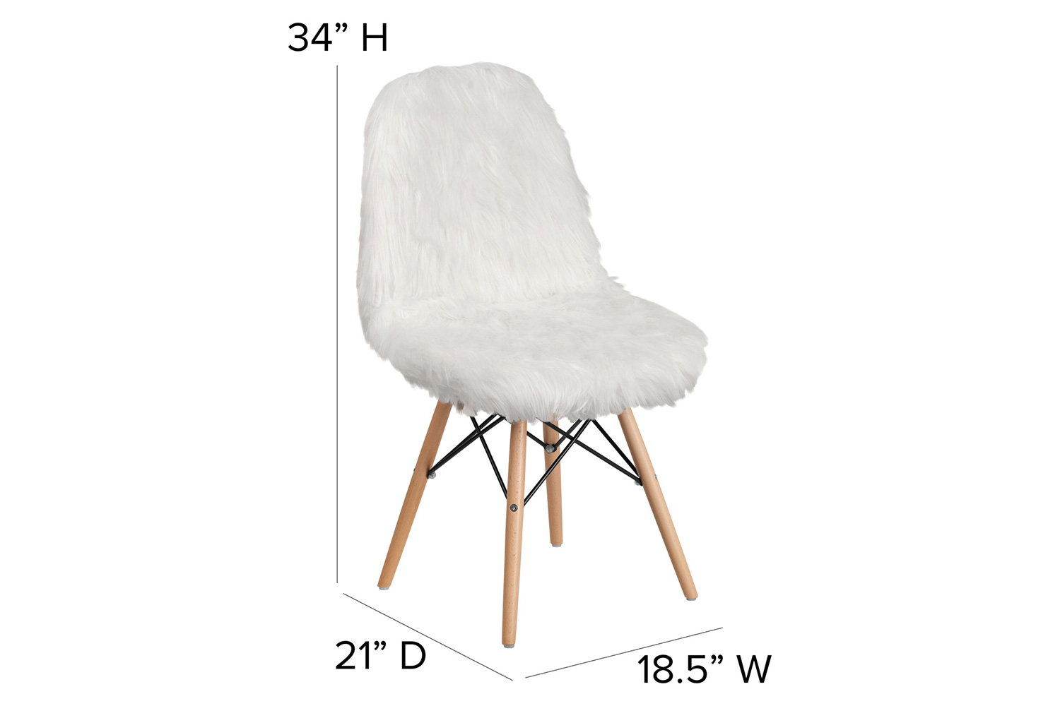 BLNK Calvin Shaggy Dog Accent Chair - White
