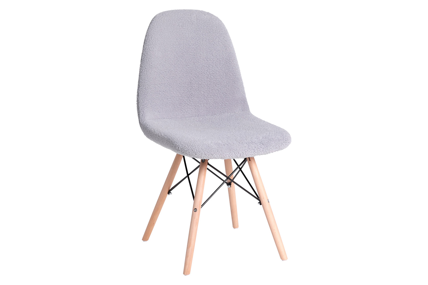 BLNK - Zula Shearling Faux Shearling Padded Armless Accent Chair with Beechwood Legs in Gray