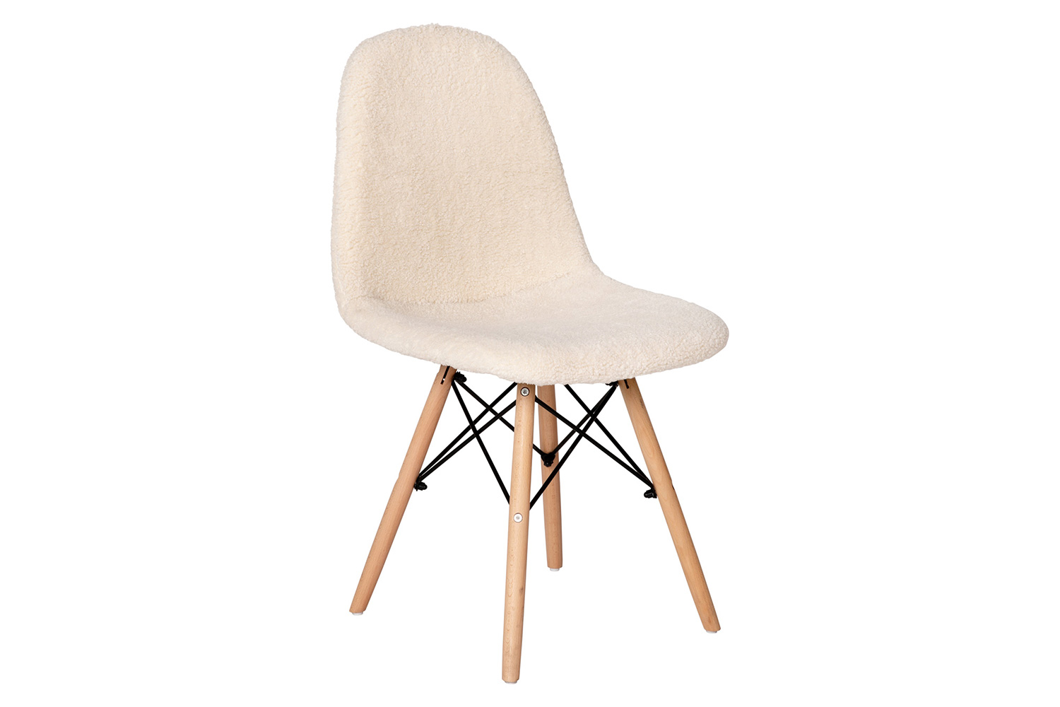 BLNK Zula Shearling Faux Shearling Padded Armless Accent Chair with Beechwood Legs in Gray - Off/White