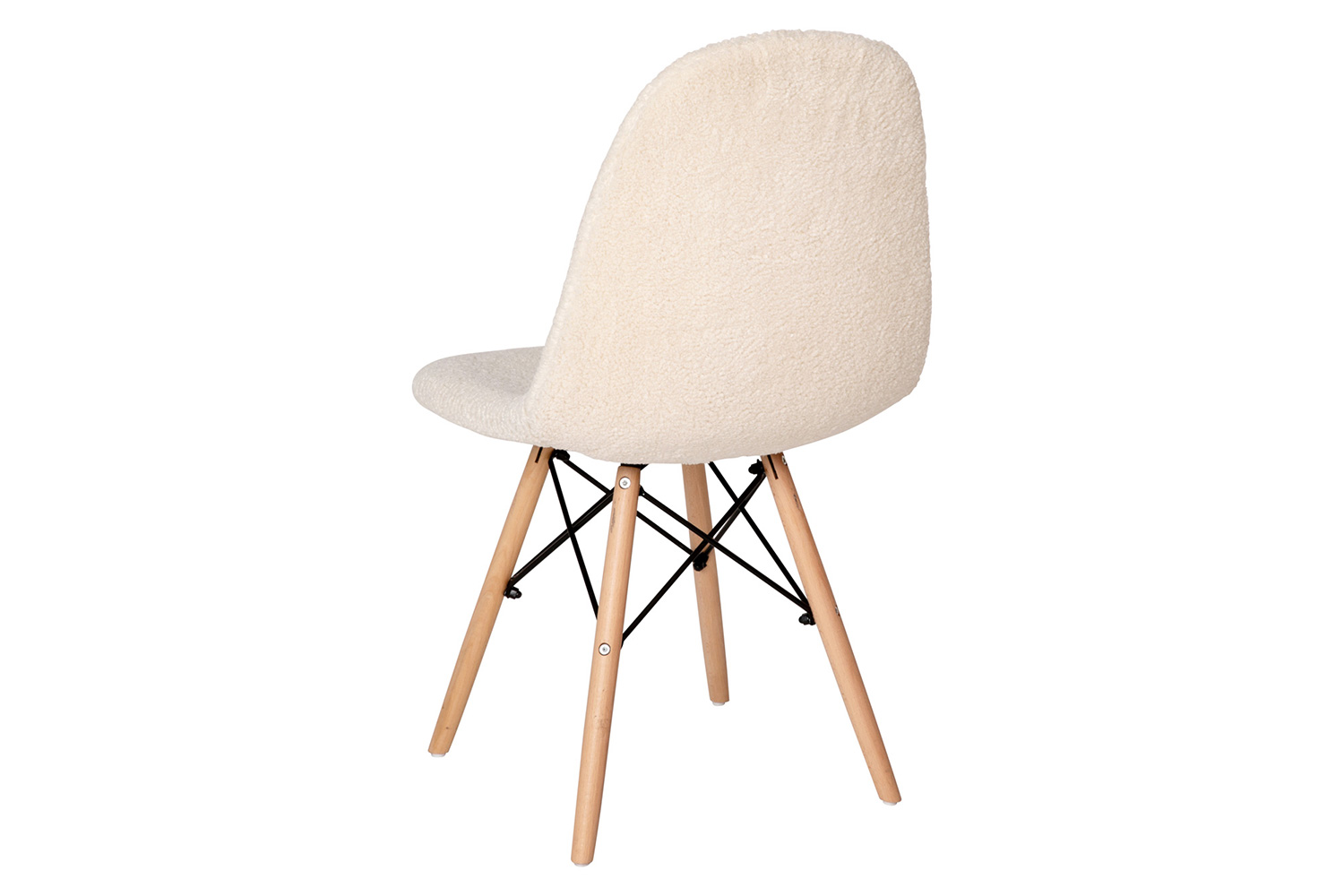 BLNK Zula Shearling Faux Shearling Padded Armless Accent Chair with Beechwood Legs in Gray - Off/White
