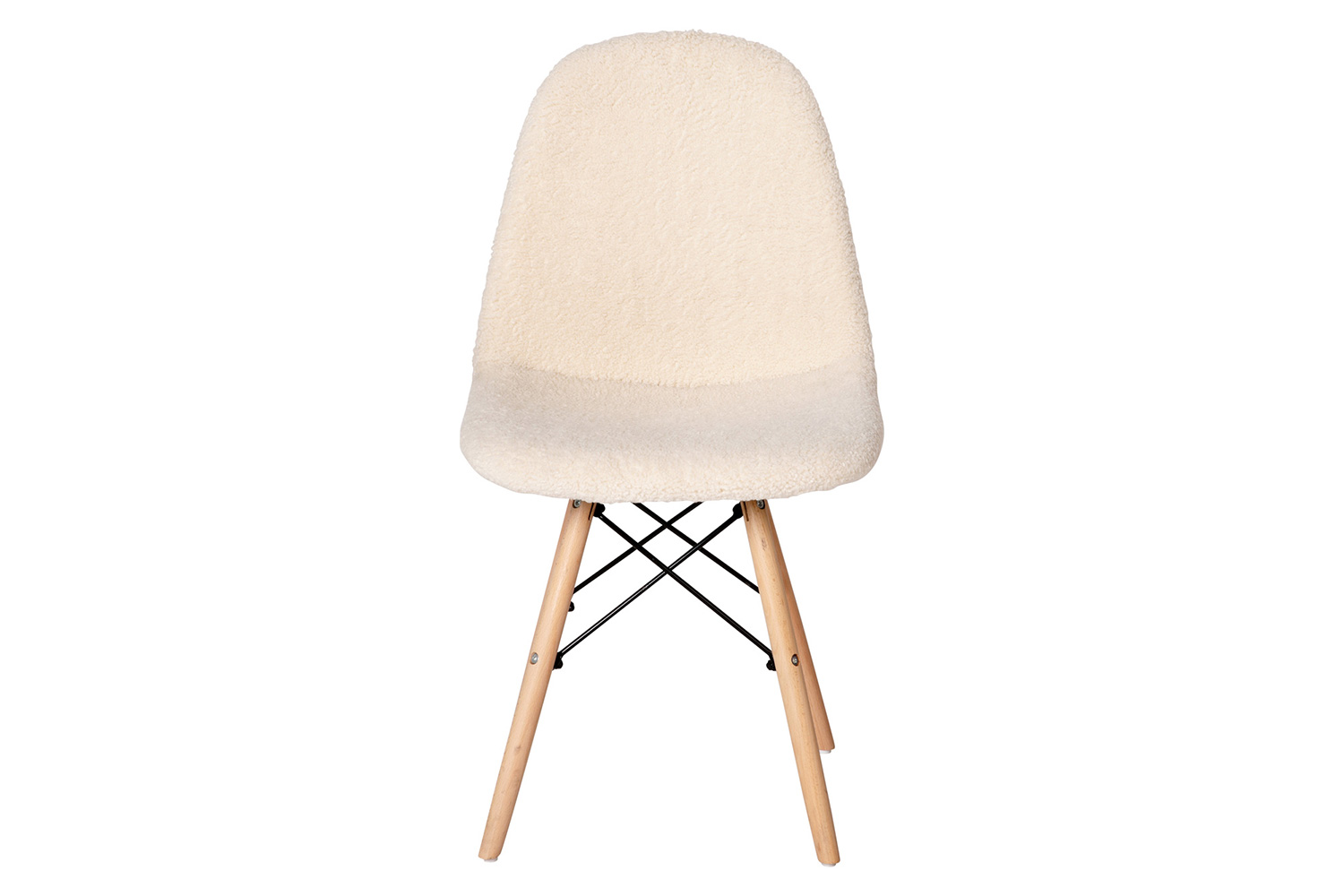 BLNK Zula Shearling Faux Shearling Padded Armless Accent Chair with Beechwood Legs in Gray - Off/White