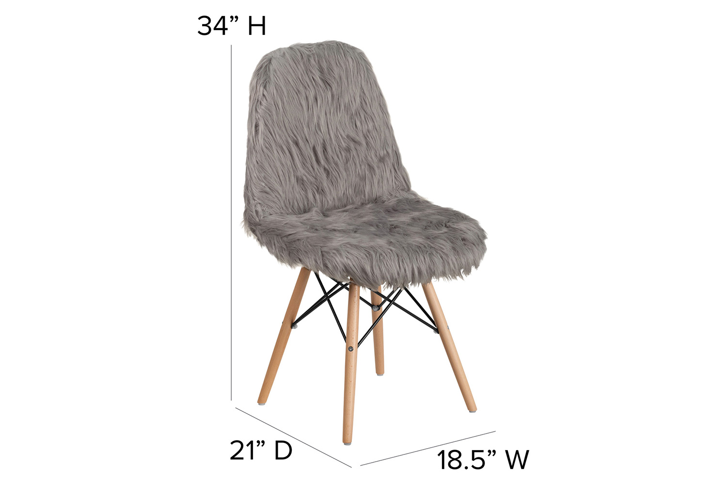 BLNK Calvin Shaggy Dog Accent Chair - Charcoal Gray