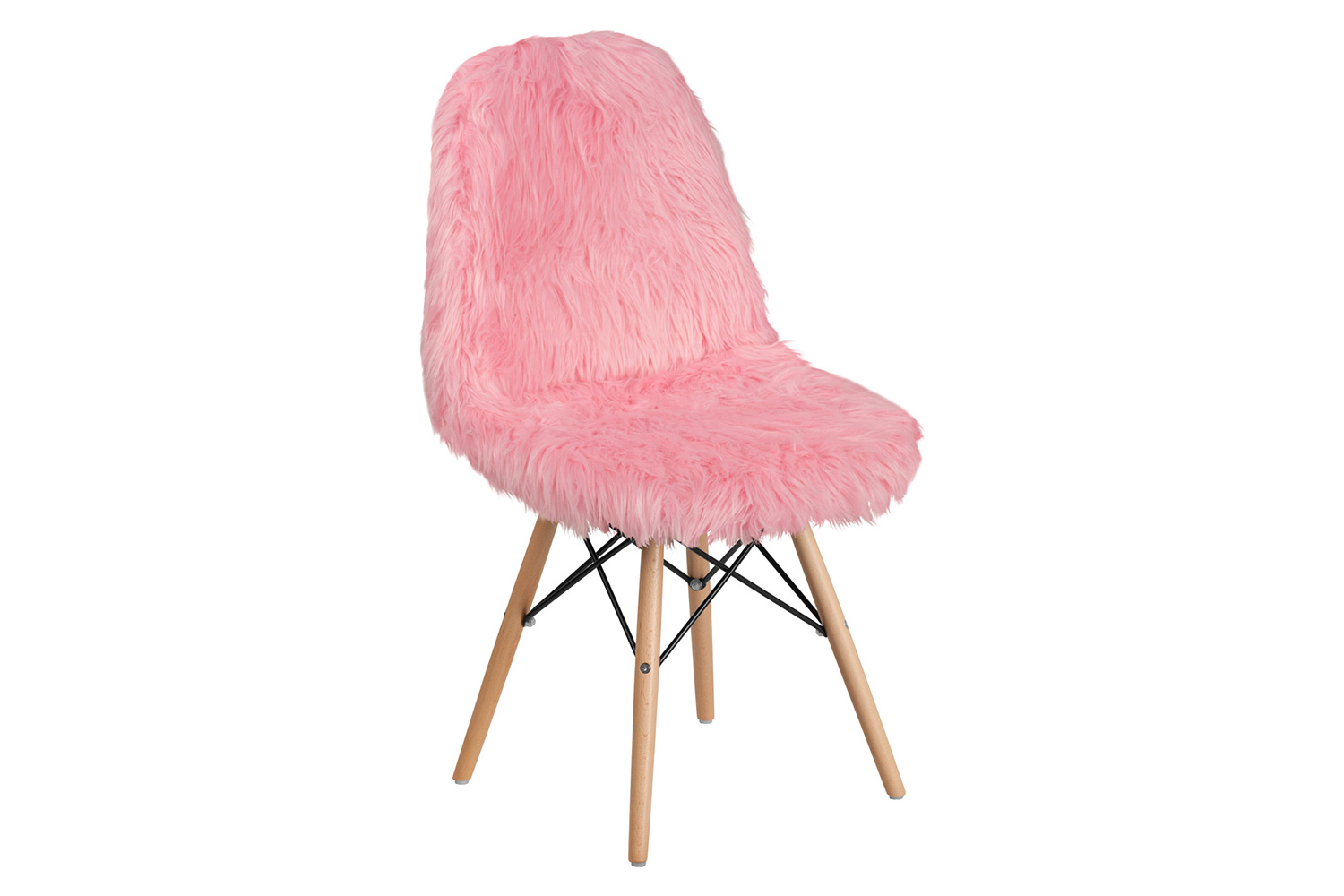 BLNK Calvin Shaggy Dog Accent Chair - Light Pink