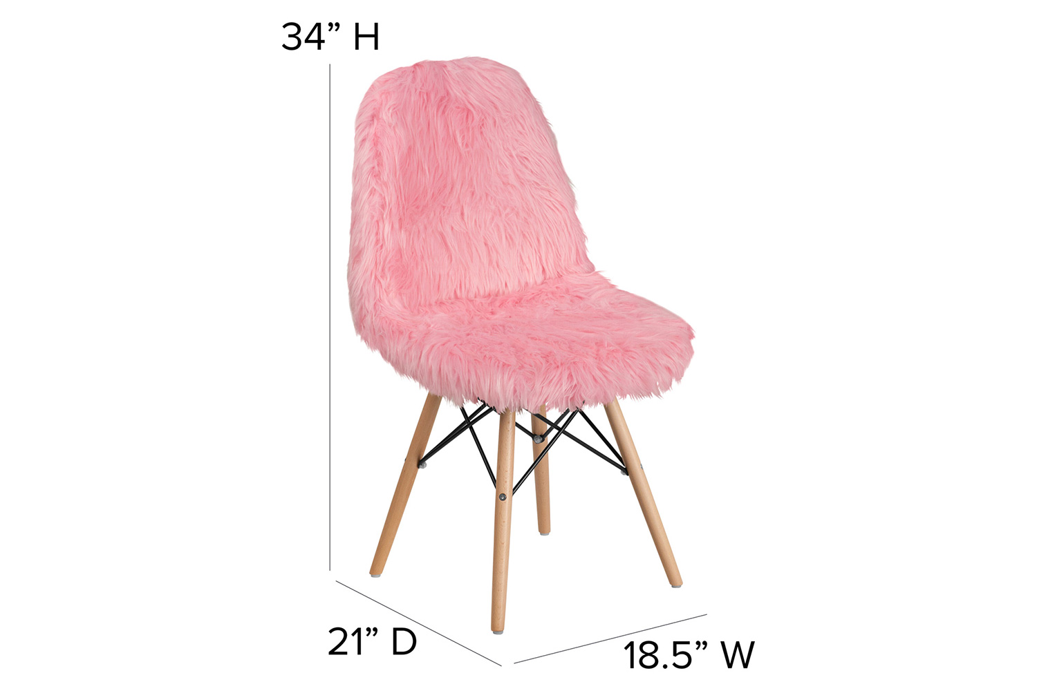 BLNK Calvin Shaggy Dog Accent Chair - Light Pink
