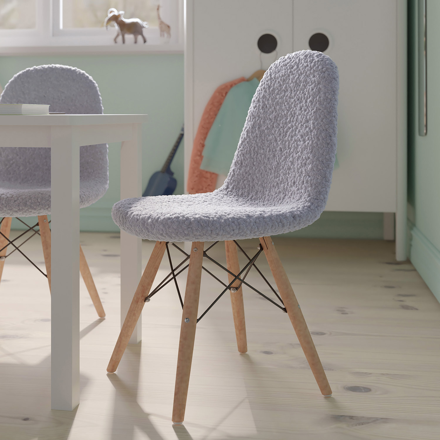 BLNK - Zula Shearling Faux Shearling Accent Chair with Beechwood Legs