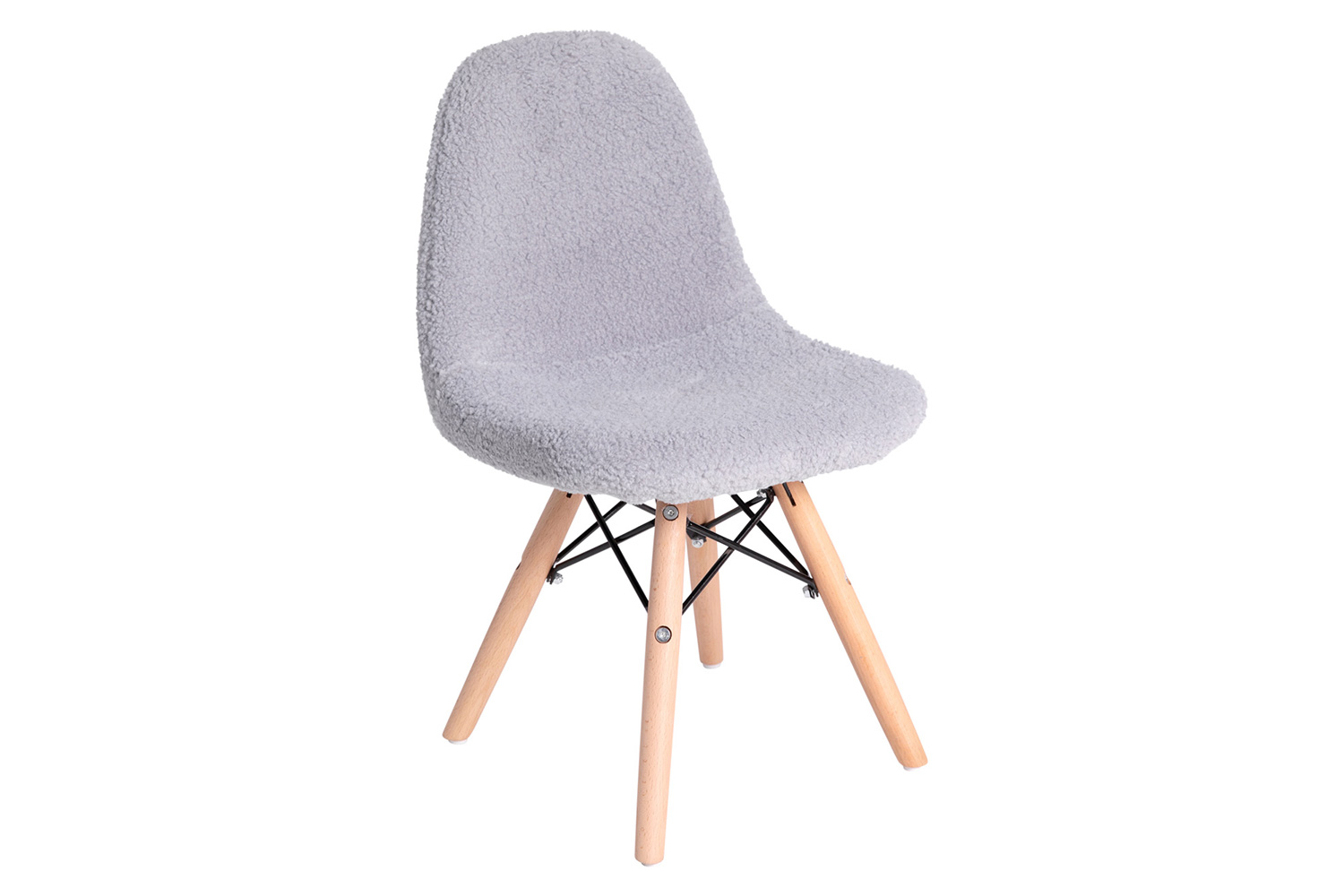 BLNK Zula Shearling Faux Shearling Accent Chair with Beechwood Legs - Gray