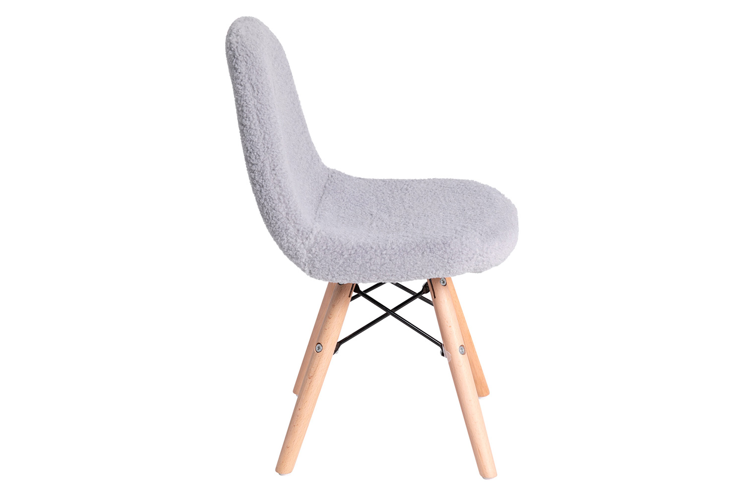 BLNK Zula Shearling Faux Shearling Accent Chair with Beechwood Legs - Gray