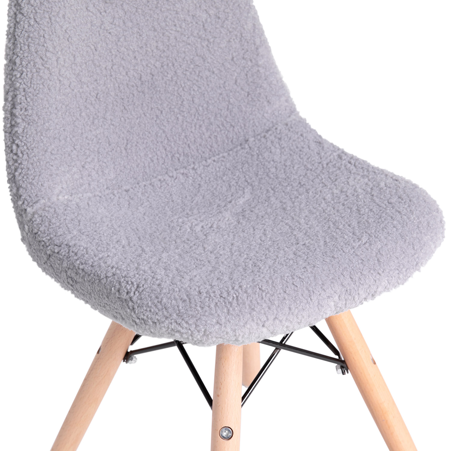 BLNK Zula Shearling Faux Shearling Accent Chair with Beechwood Legs - Gray
