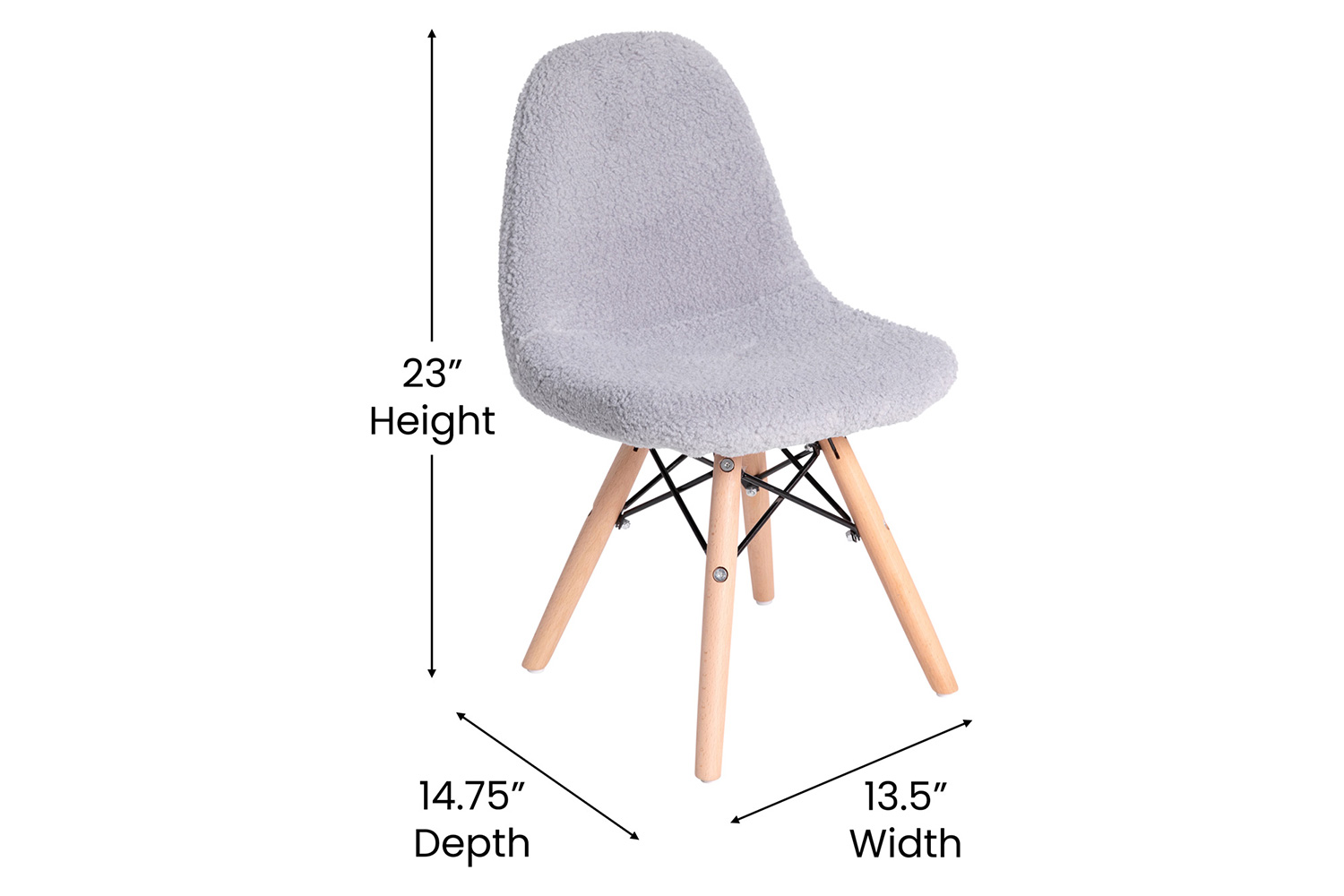 BLNK Zula Shearling Faux Shearling Accent Chair with Beechwood Legs - Gray