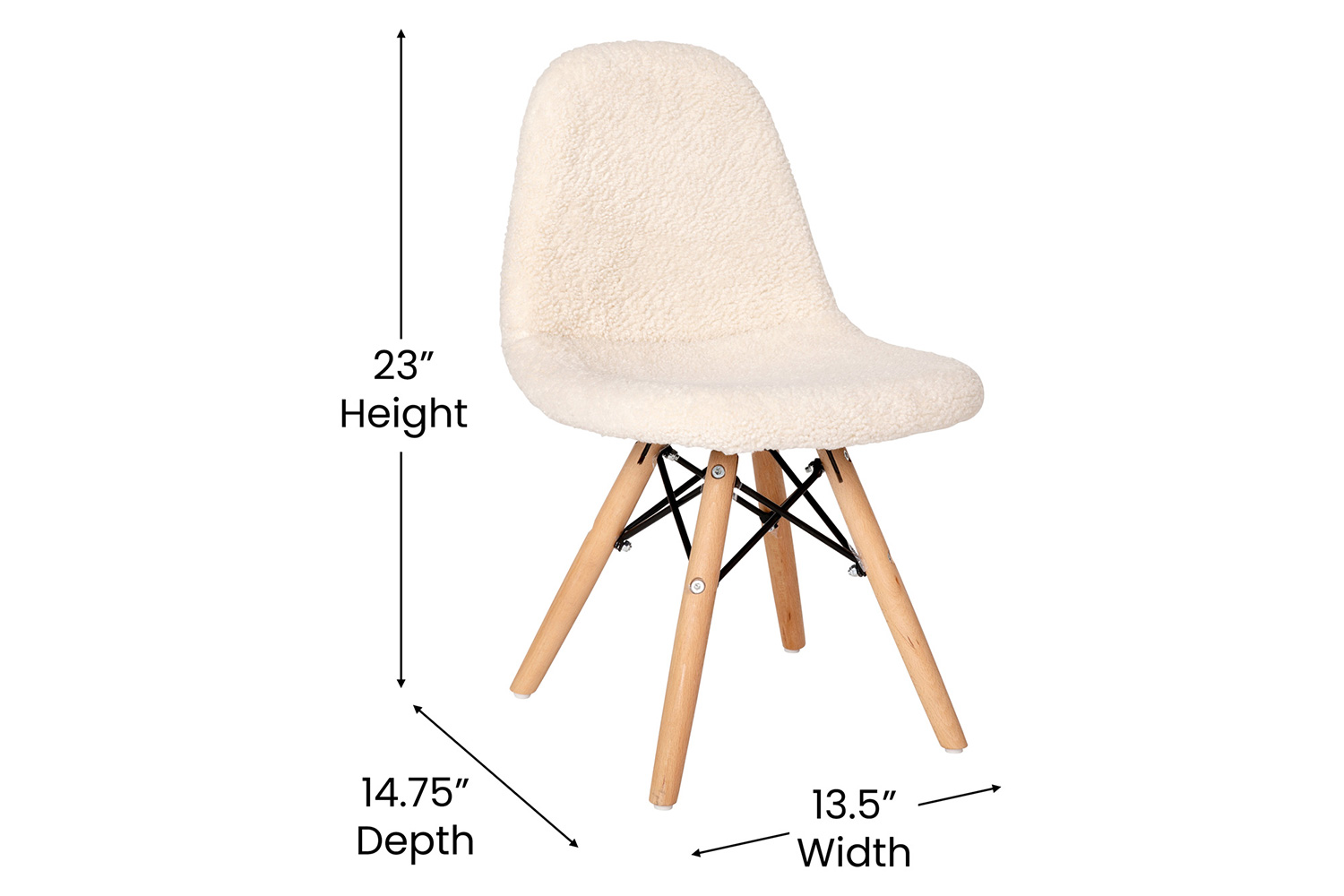 BLNK Zula Shearling Faux Shearling Accent Chair with Beechwood Legs - Off/White
