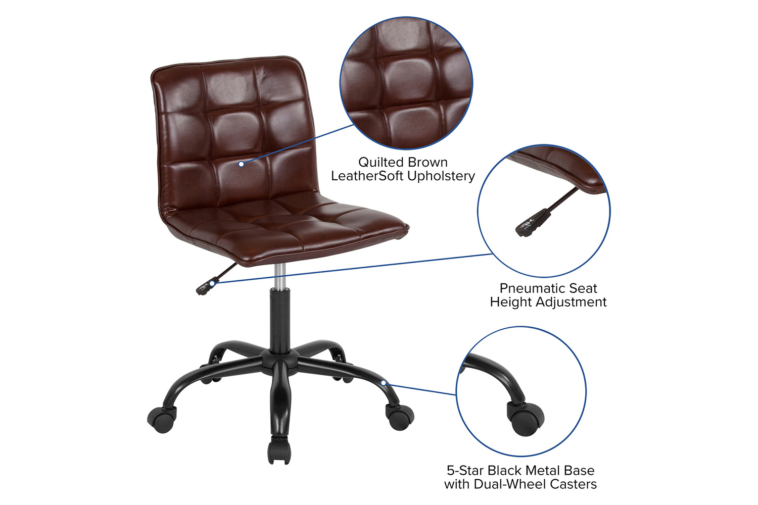 BLNK Sorrento LeatherSoft Home and Office Task Chair - Brown