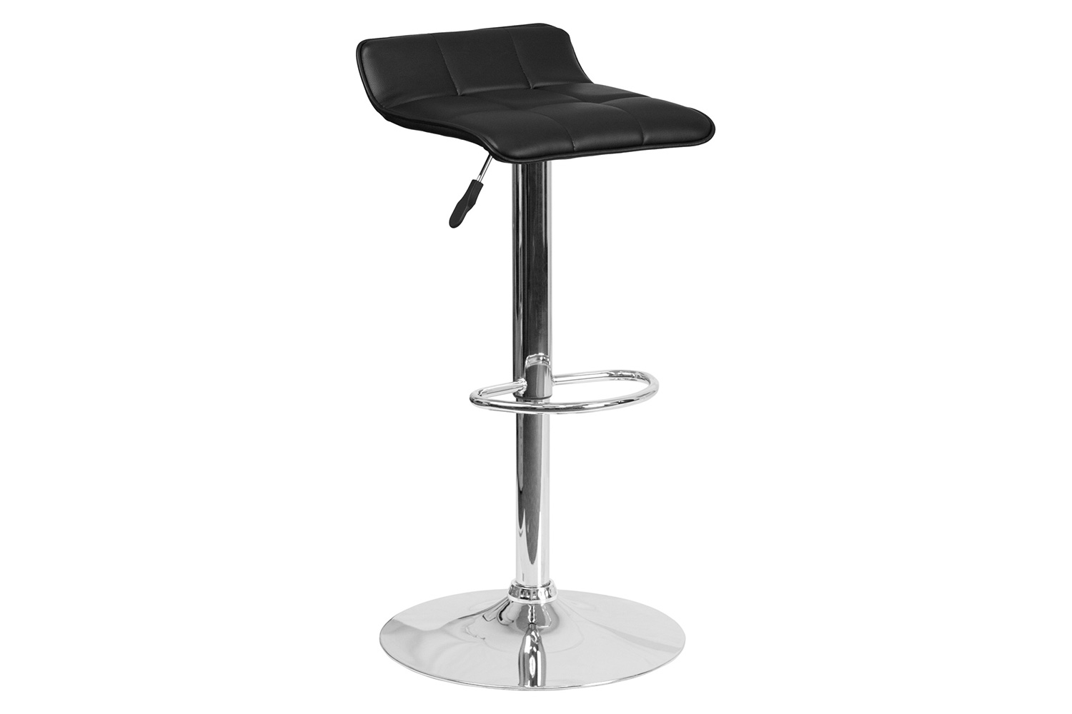 BLNK - Mark Vinyl Adjustable Height Bar Stool with Quilted Wave Seat and Chrome Base