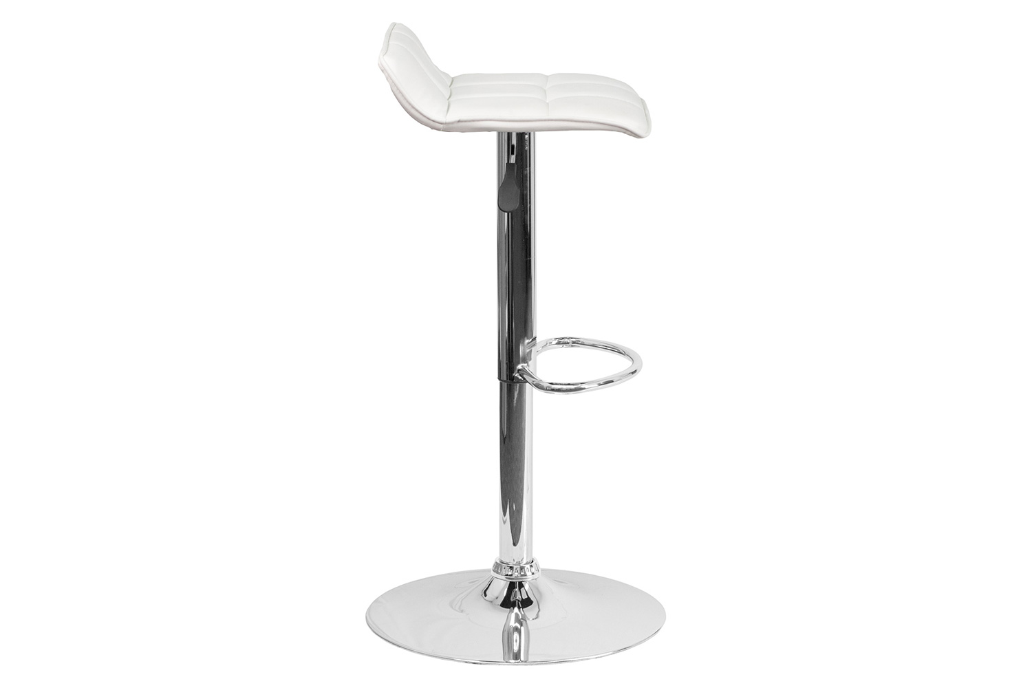 BLNK Mark Vinyl Adjustable Height Bar Stool with Quilted Wave Seat and Chrome Base - White