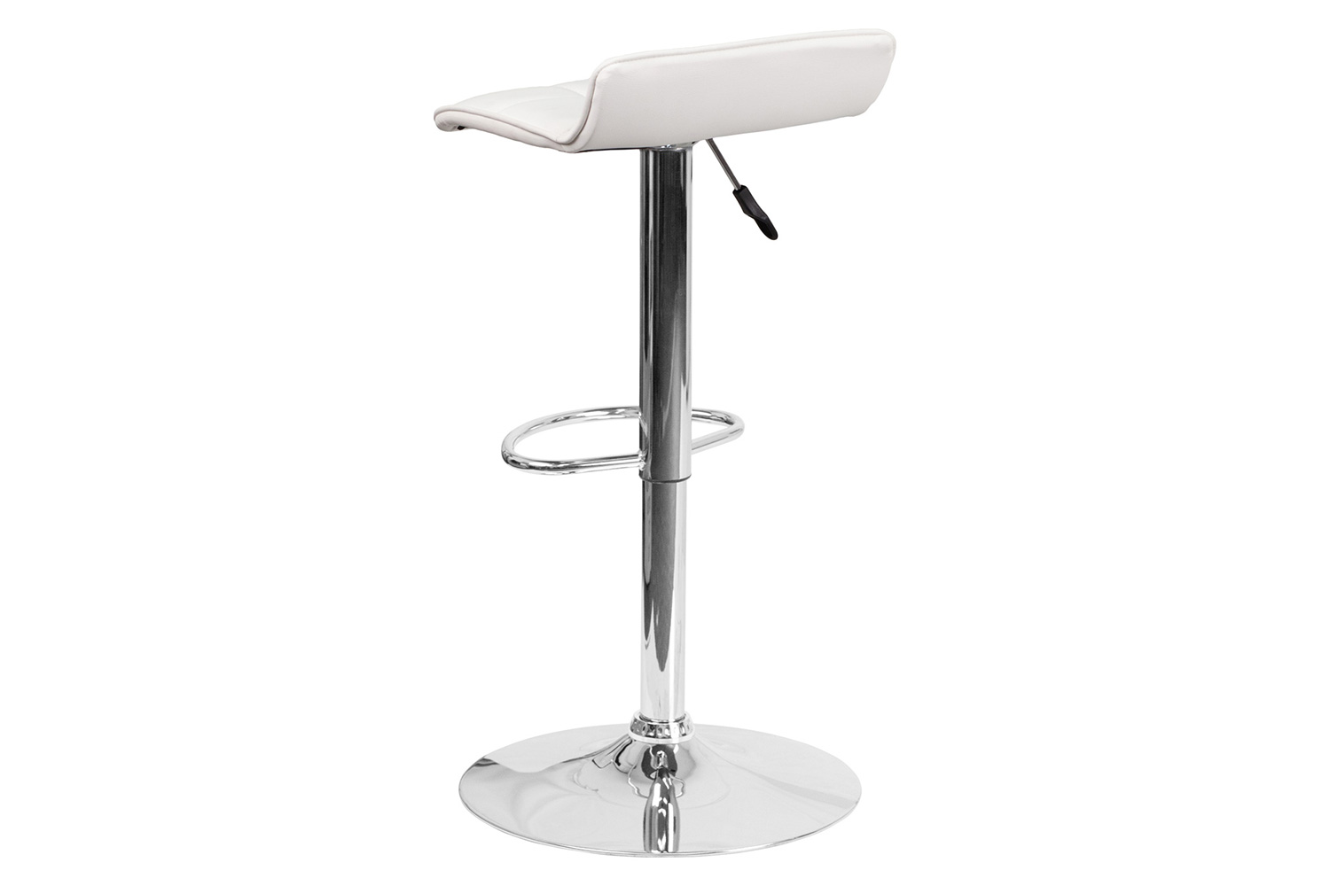 BLNK Mark Vinyl Adjustable Height Bar Stool with Quilted Wave Seat and Chrome Base - White