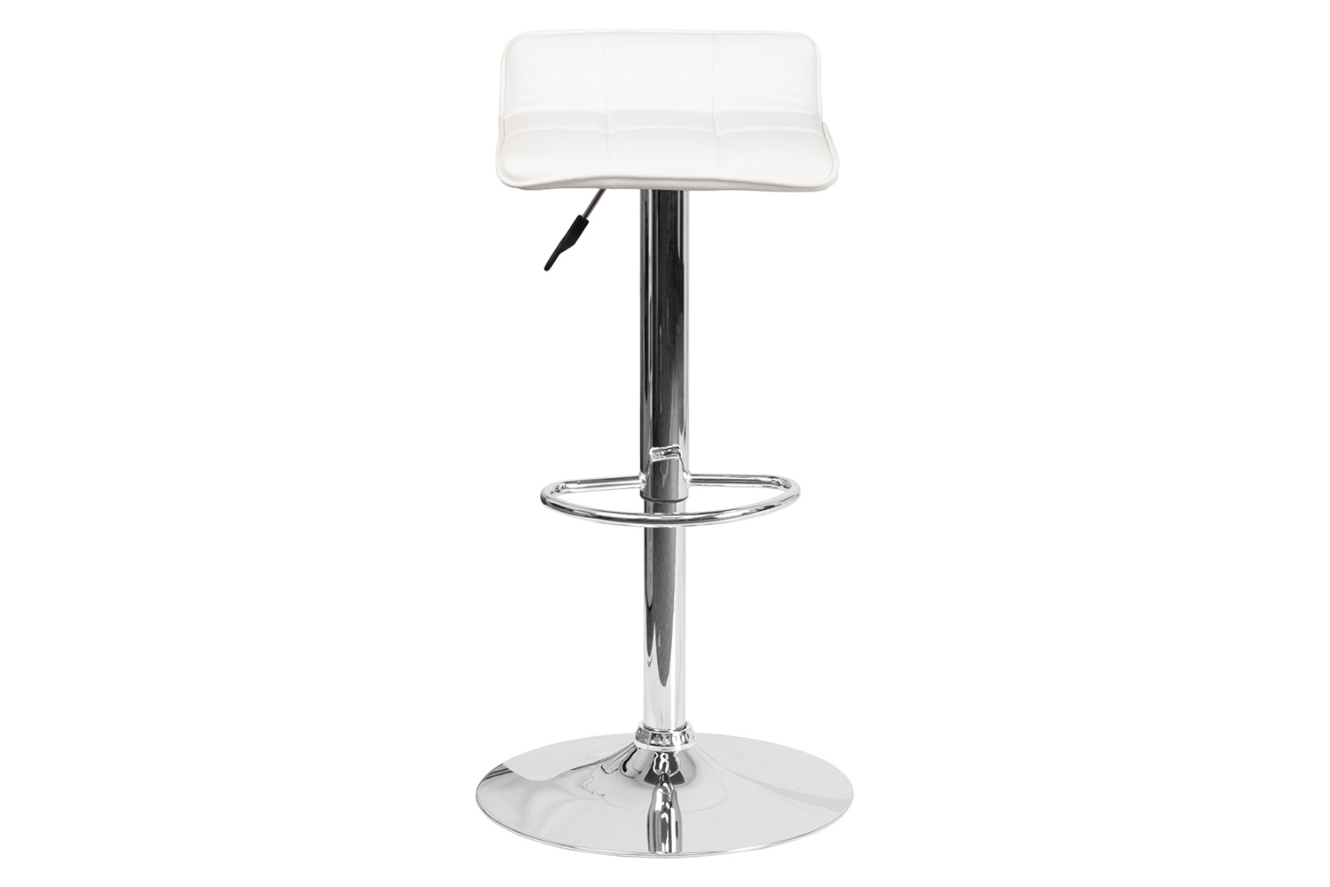 BLNK Mark Vinyl Adjustable Height Bar Stool with Quilted Wave Seat and Chrome Base - White