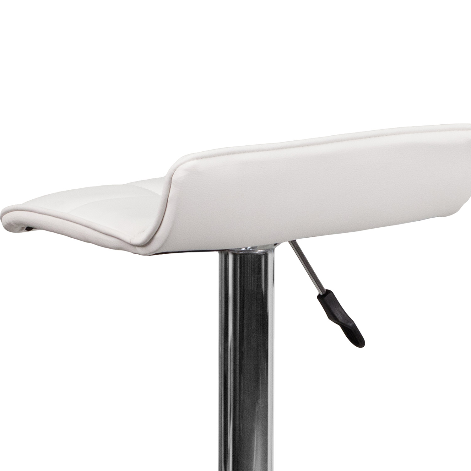 BLNK Mark Vinyl Adjustable Height Bar Stool with Quilted Wave Seat and Chrome Base - White