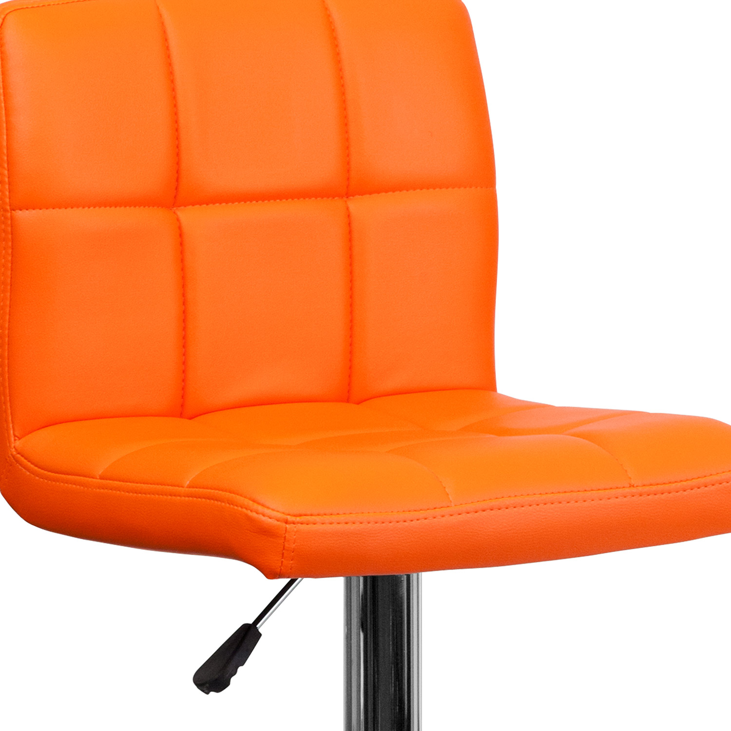 BLNK Kathleen Quilted Vinyl Adjustable Height Bar Stool with Chrome Base - Orange
