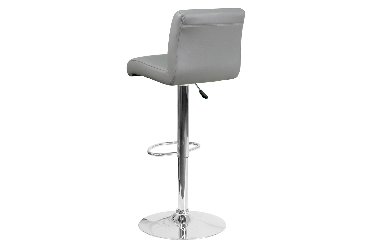 BLNK Scott Vinyl Adjustable Height Bar Stool with Rolled Seat and Chrome Base - Gray