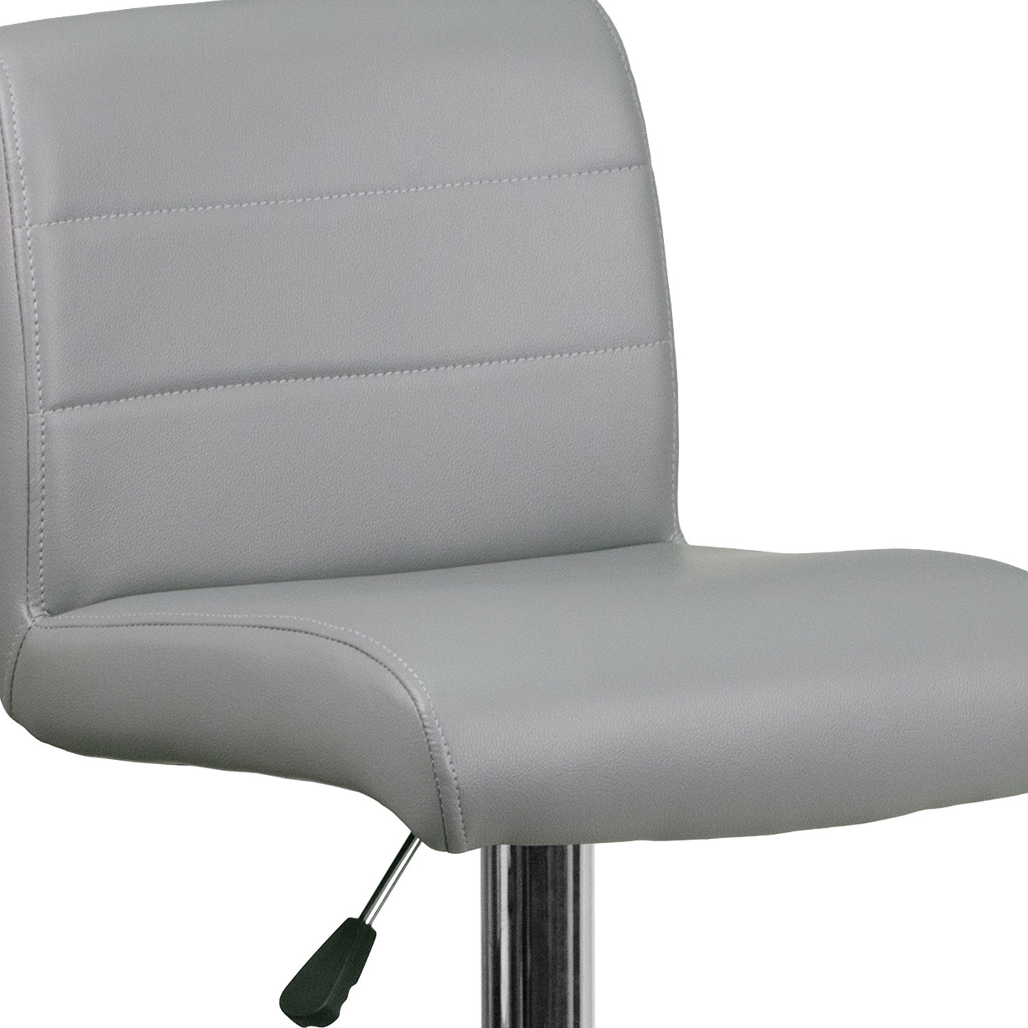 BLNK Scott Vinyl Adjustable Height Bar Stool with Rolled Seat and Chrome Base - Gray