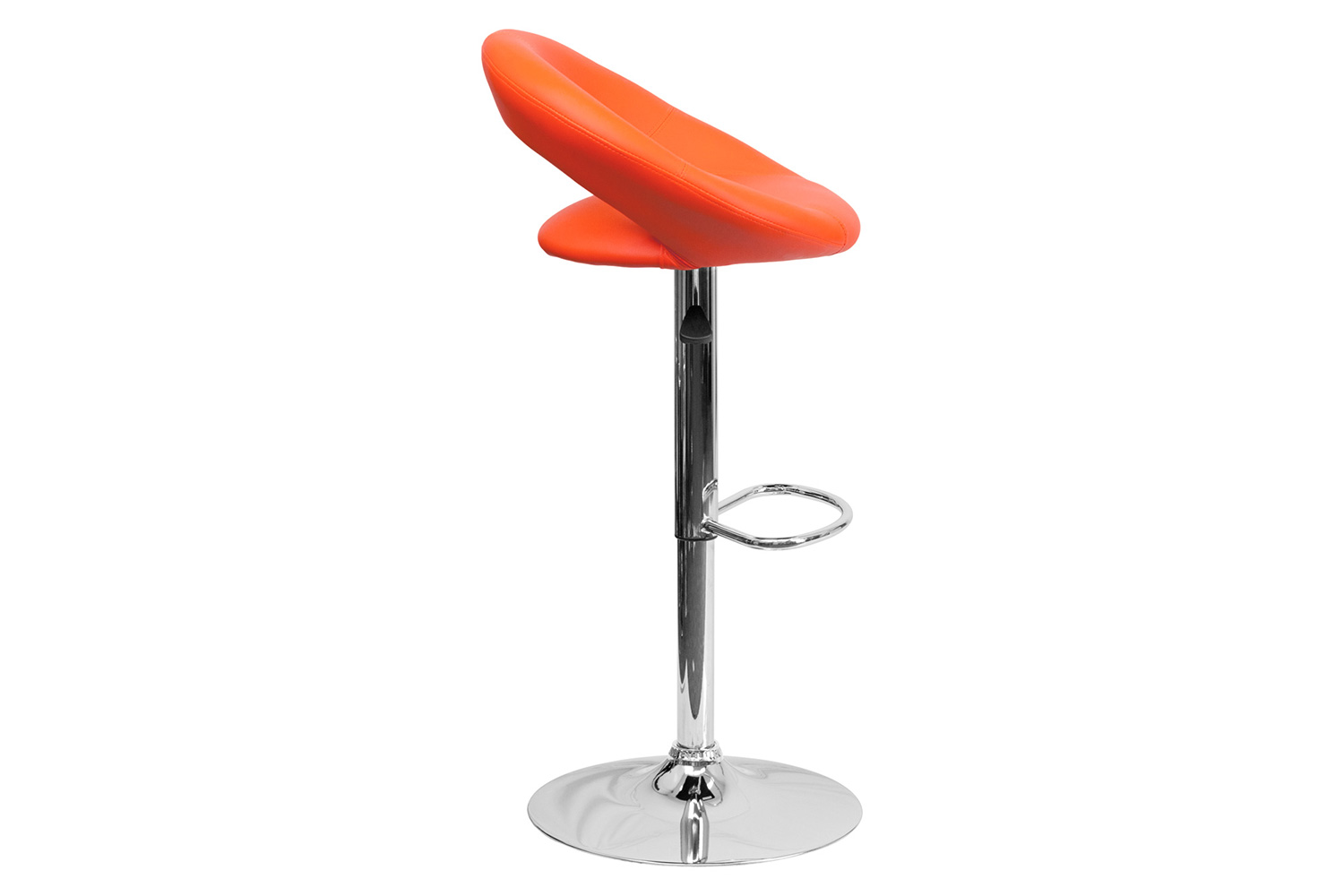 BLNK Brook Vinyl Rounded Orbit-Style Back Adjustable Height Bar Stool with Chrome Base - Orange