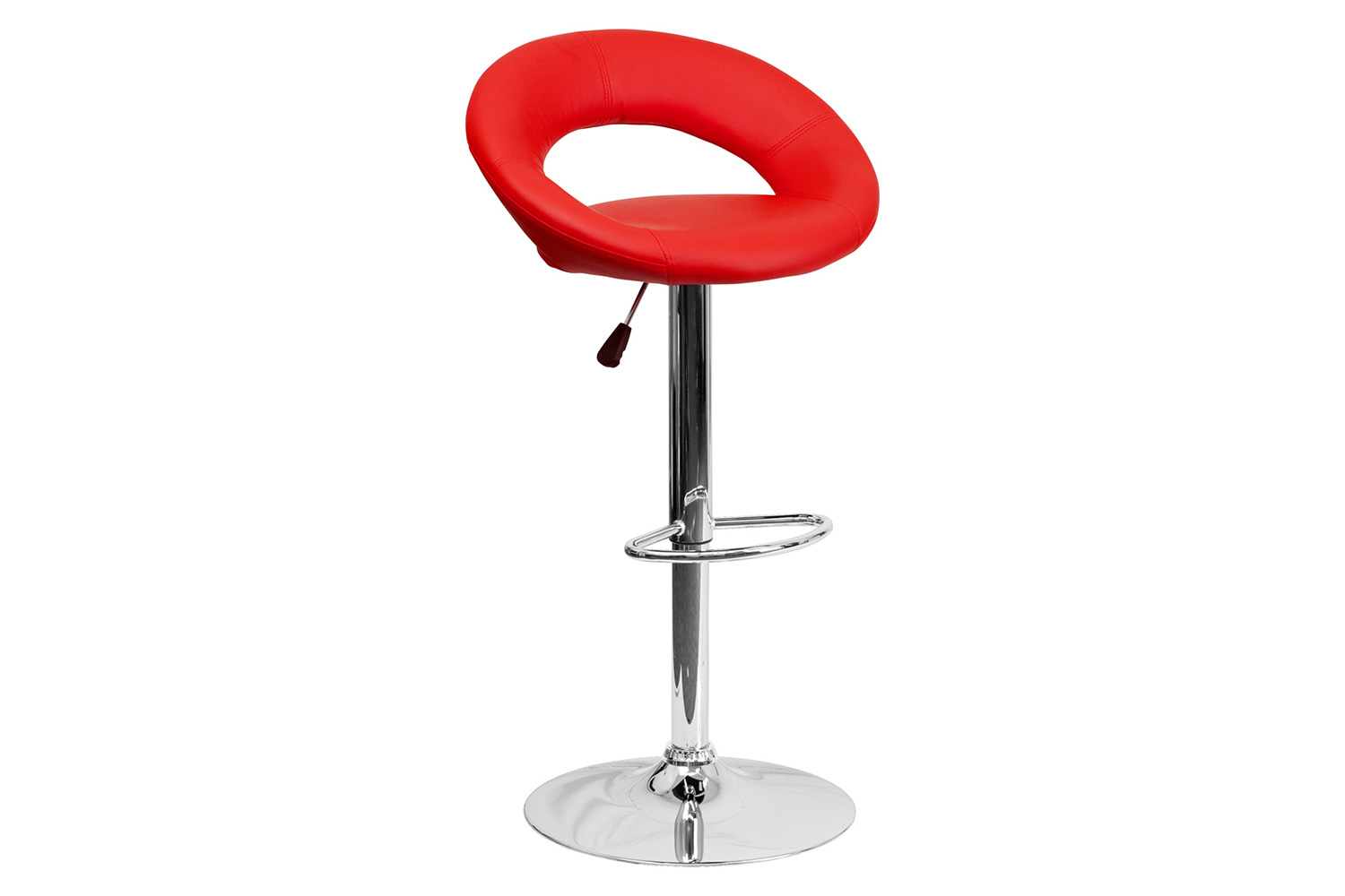 BLNK Brook Vinyl Rounded Orbit-Style Back Adjustable Height Bar Stool with Chrome Base - Red