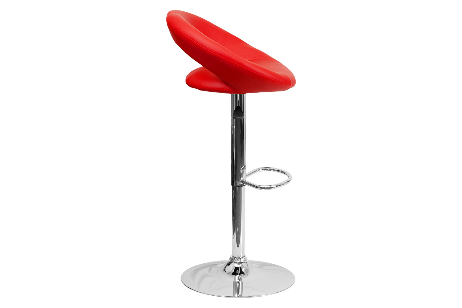 BLNK Brook Vinyl Rounded Orbit-Style Back Adjustable Height Bar Stool with Chrome Base - Red