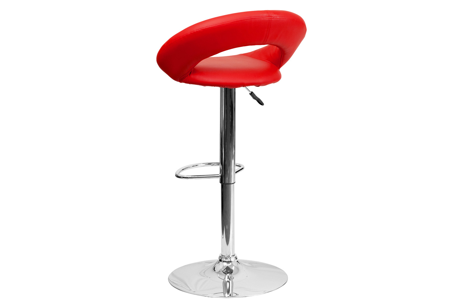 BLNK Brook Vinyl Rounded Orbit-Style Back Adjustable Height Bar Stool with Chrome Base - Red