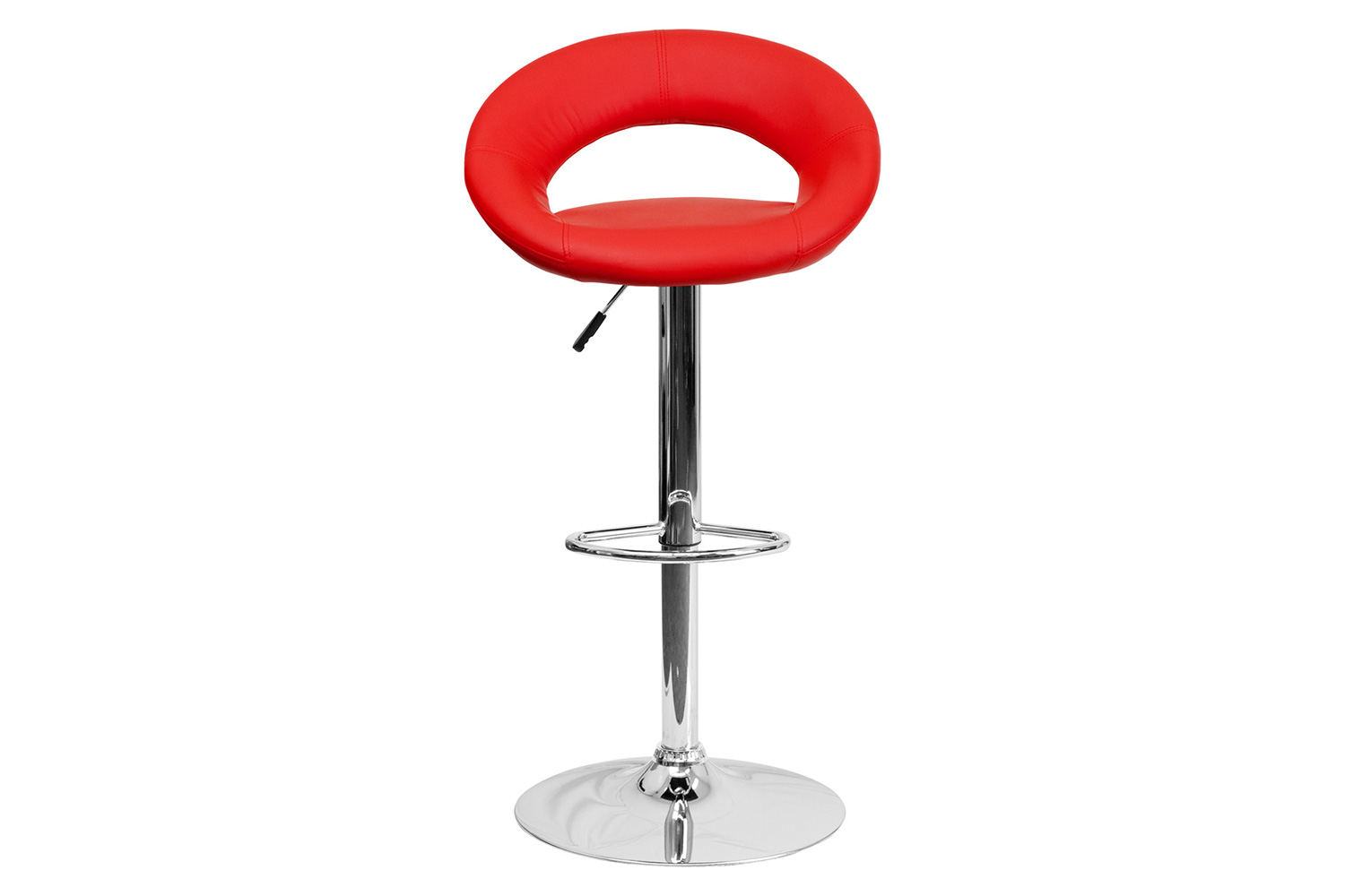 BLNK Brook Vinyl Rounded Orbit-Style Back Adjustable Height Bar Stool with Chrome Base - Red