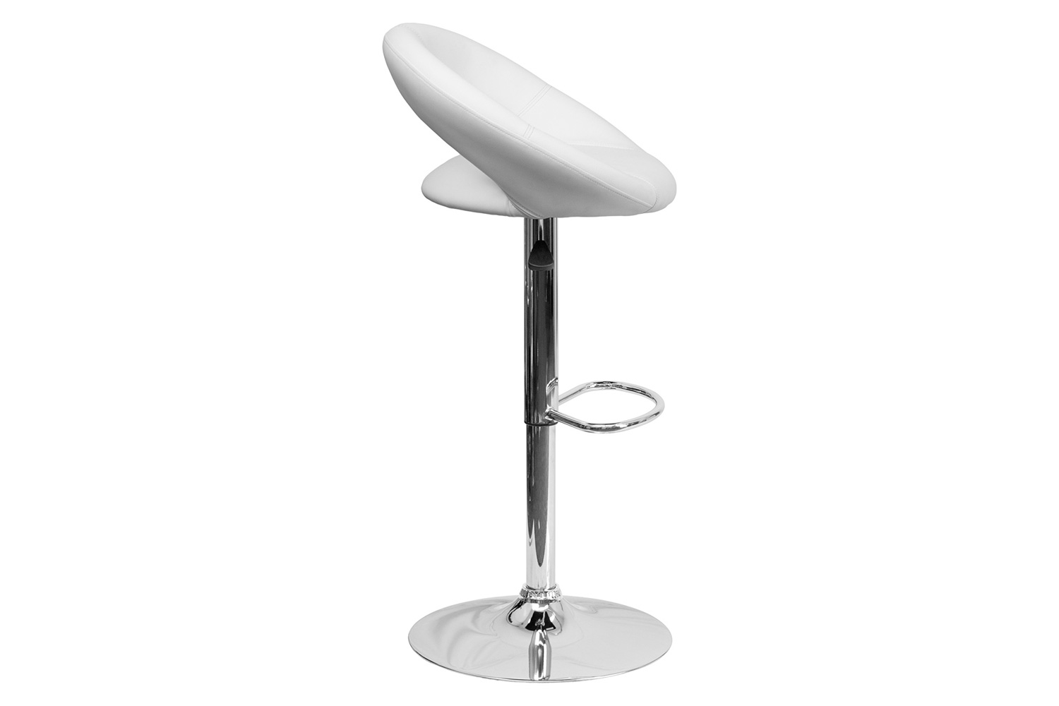 BLNK Brook Vinyl Rounded Orbit-Style Back Adjustable Height Bar Stool with Chrome Base - White