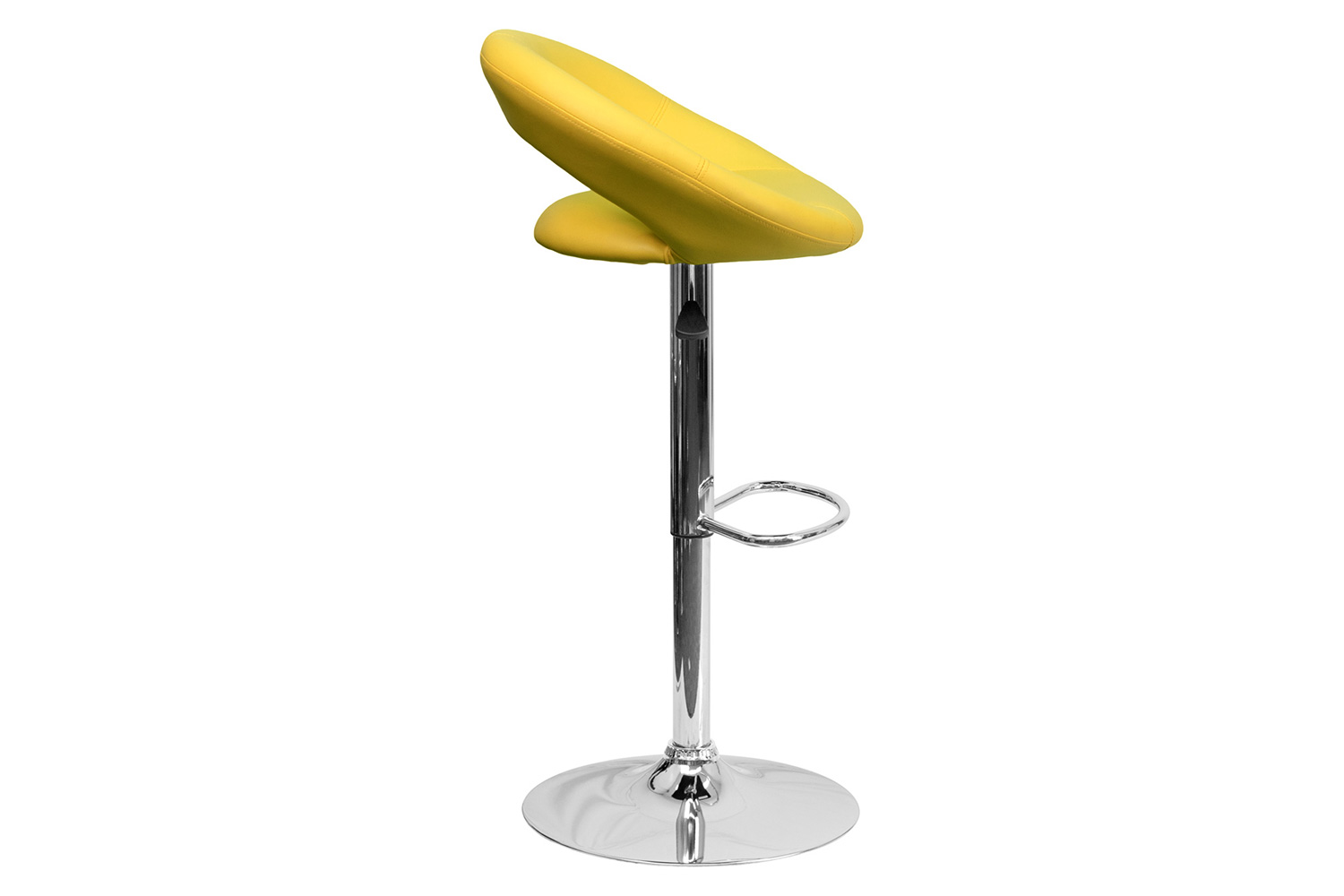BLNK Brook Vinyl Rounded Orbit-Style Back Adjustable Height Bar Stool with Chrome Base - Yellow