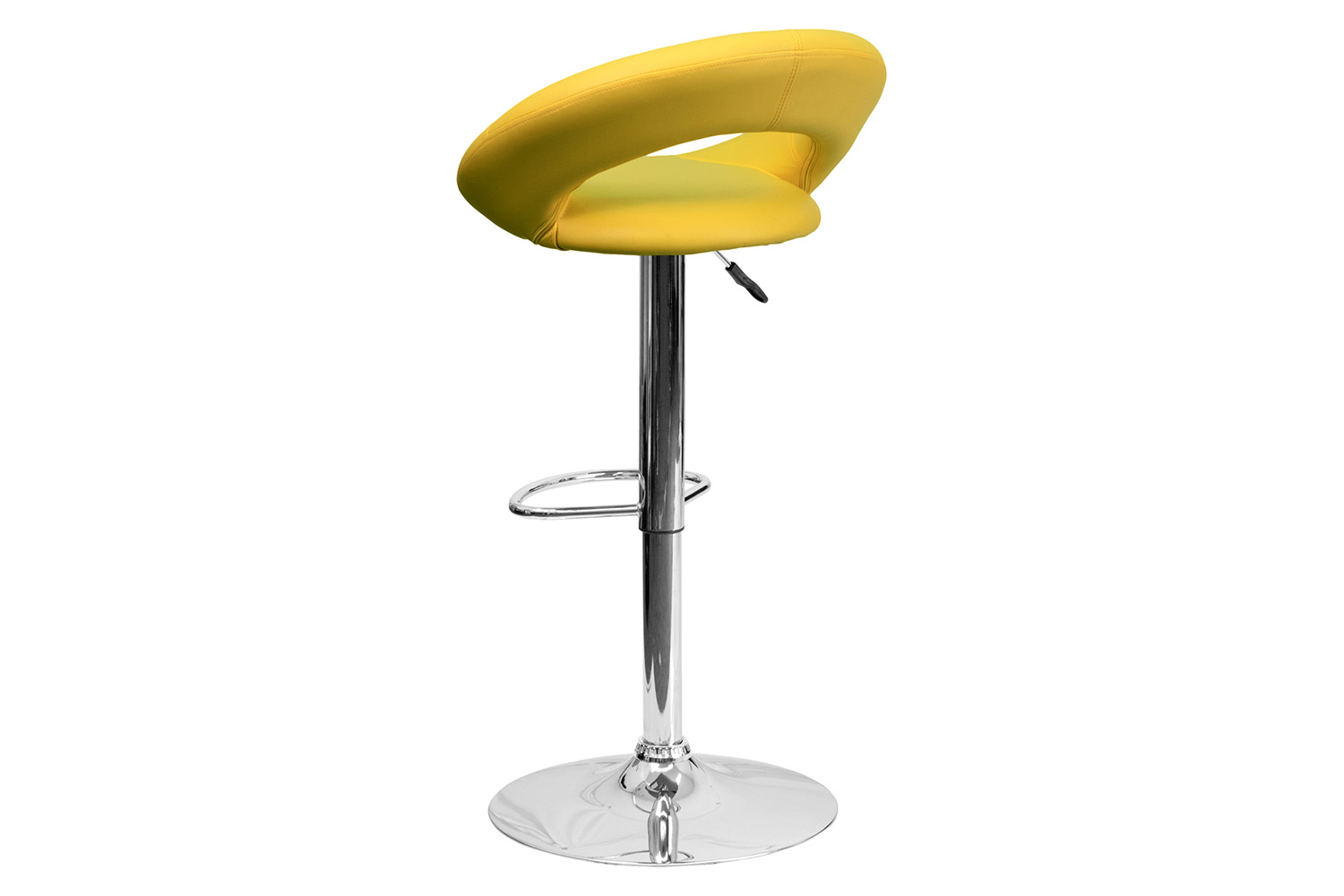 BLNK Brook Vinyl Rounded Orbit-Style Back Adjustable Height Bar Stool with Chrome Base - Yellow