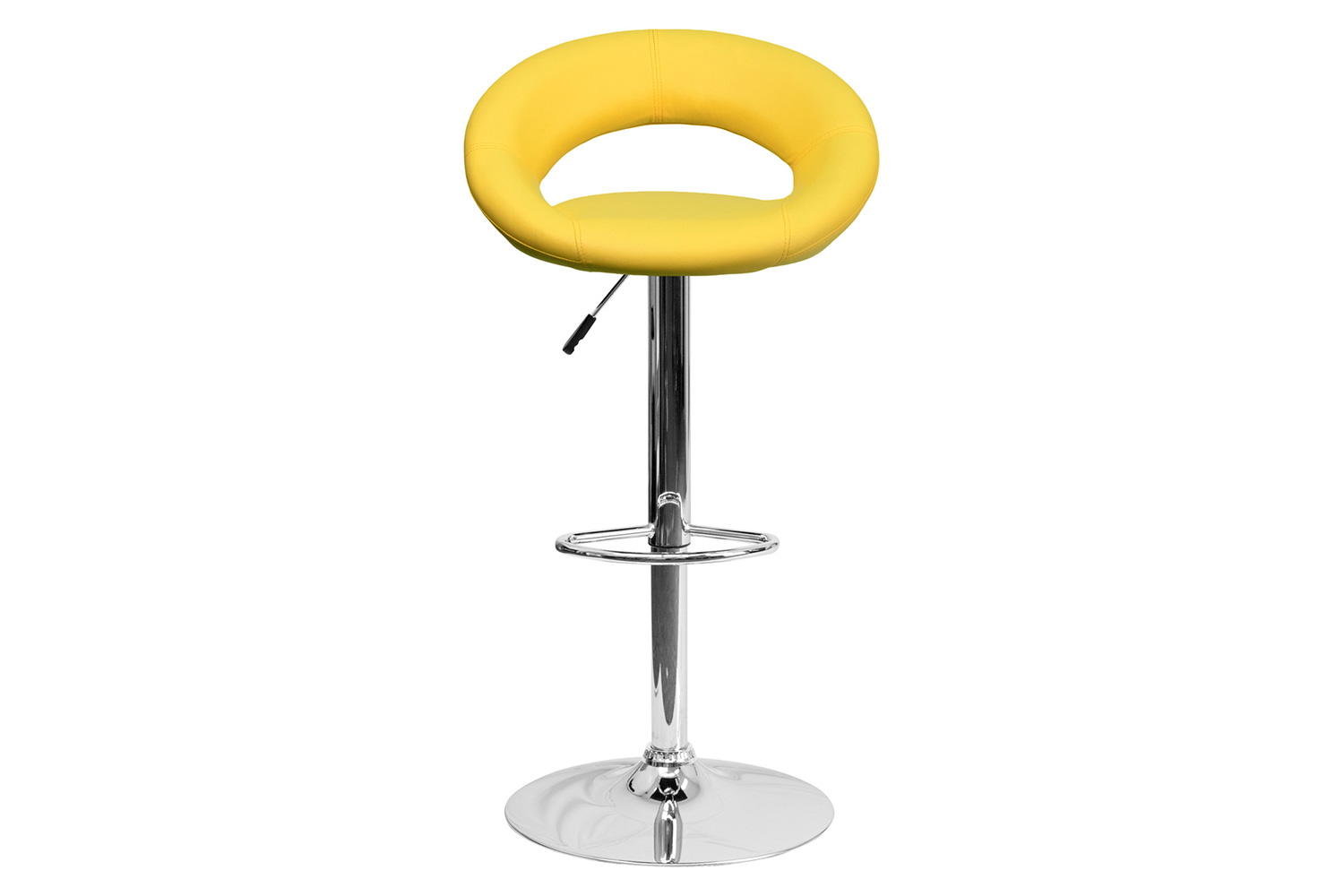 BLNK Brook Vinyl Rounded Orbit-Style Back Adjustable Height Bar Stool with Chrome Base - Yellow