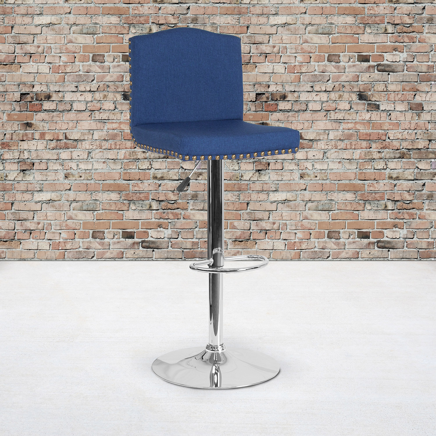 BLNK - Bellagio Fabric Adjustable Height Bar Stool with Accent Nail Trim